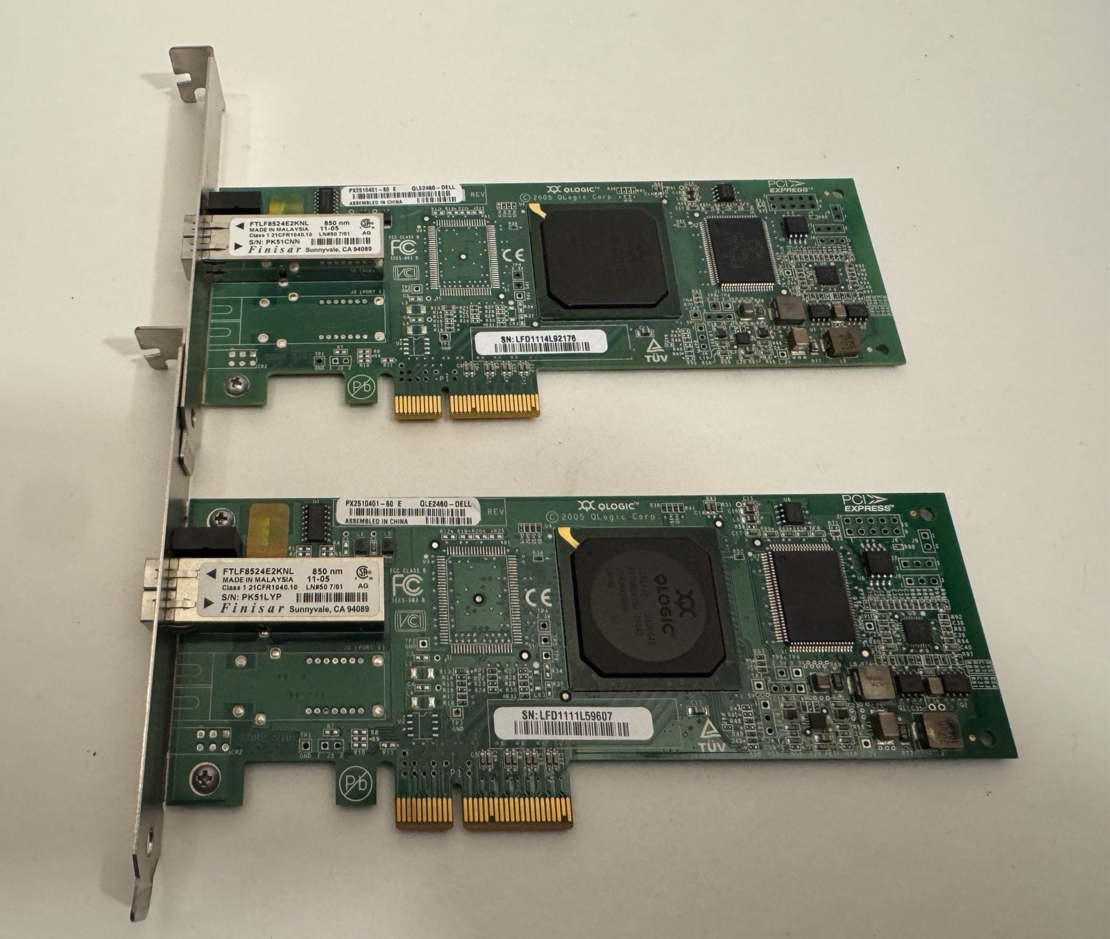 Lot of 2 Dell PF323 QLogic 4Gb QLE2460 HBA Fibre Channel Adapter PCI-E Cards