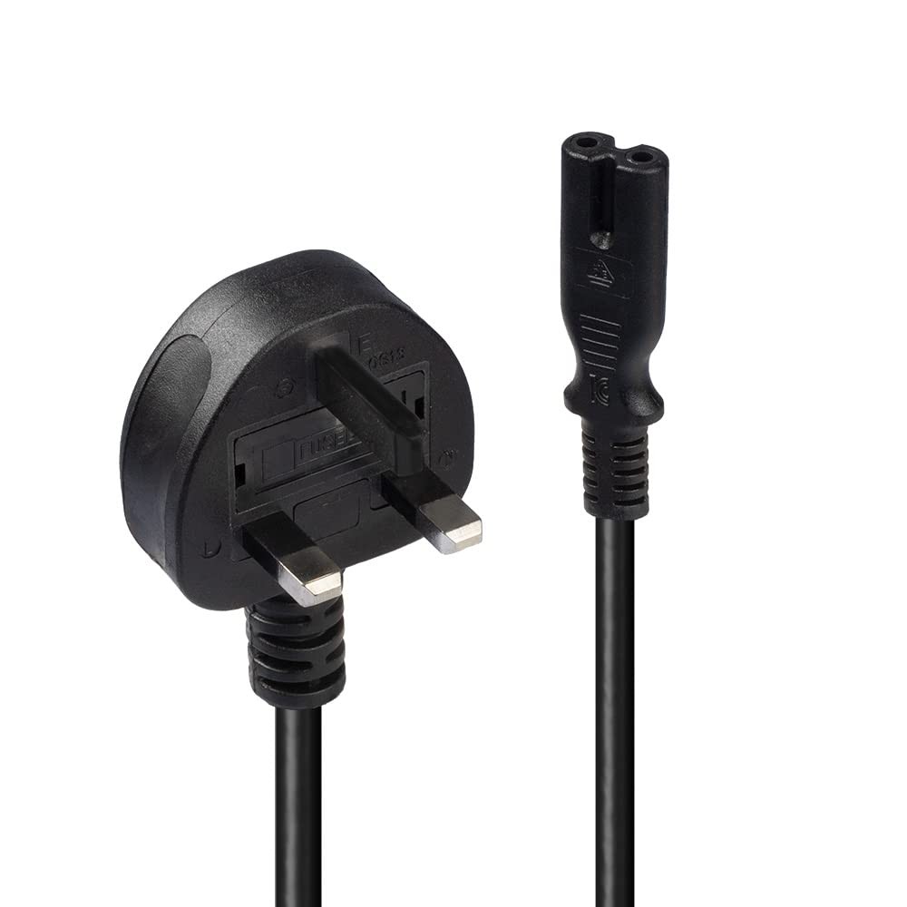 LINDY 30444 2 m UK 3 Pin Plug To IEC C7 Mains Power Cable - Black