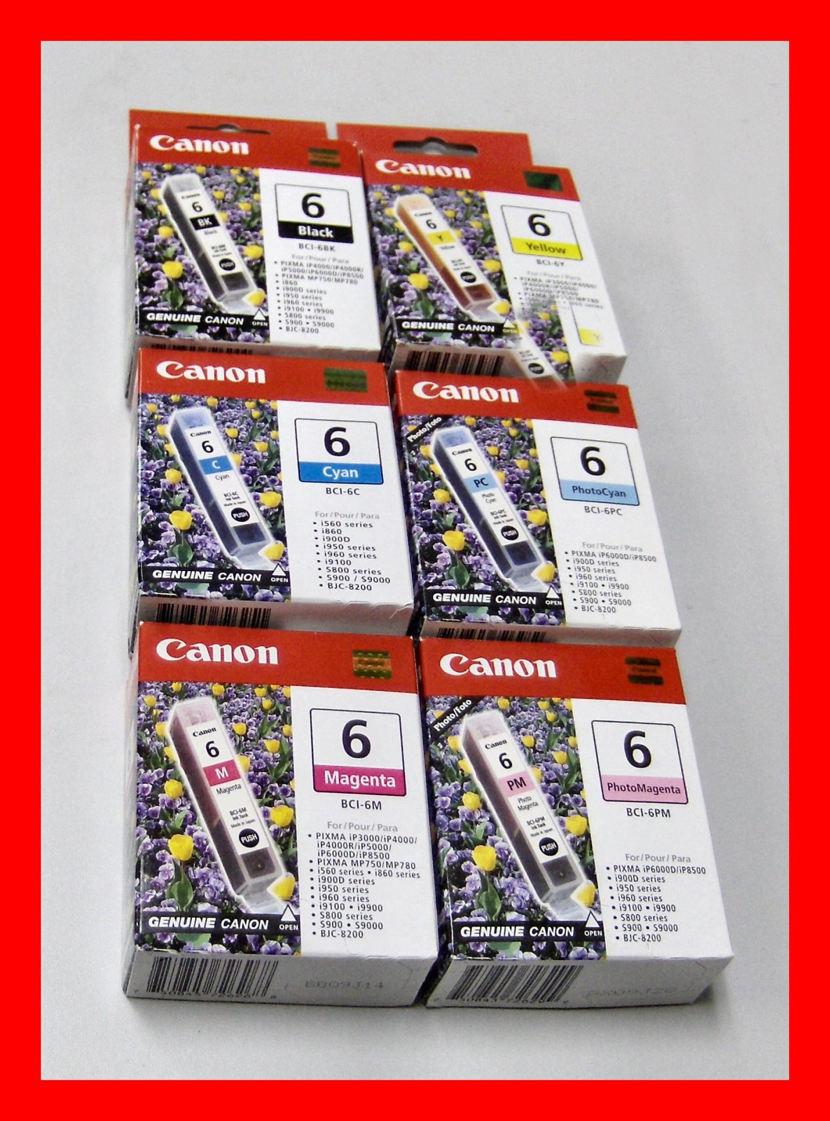 6 * NEW  * GENUINE CANON *  BCI-6C BCI-6M BCI-6Y BCI-6BK BCI-6PM BCI-6PC