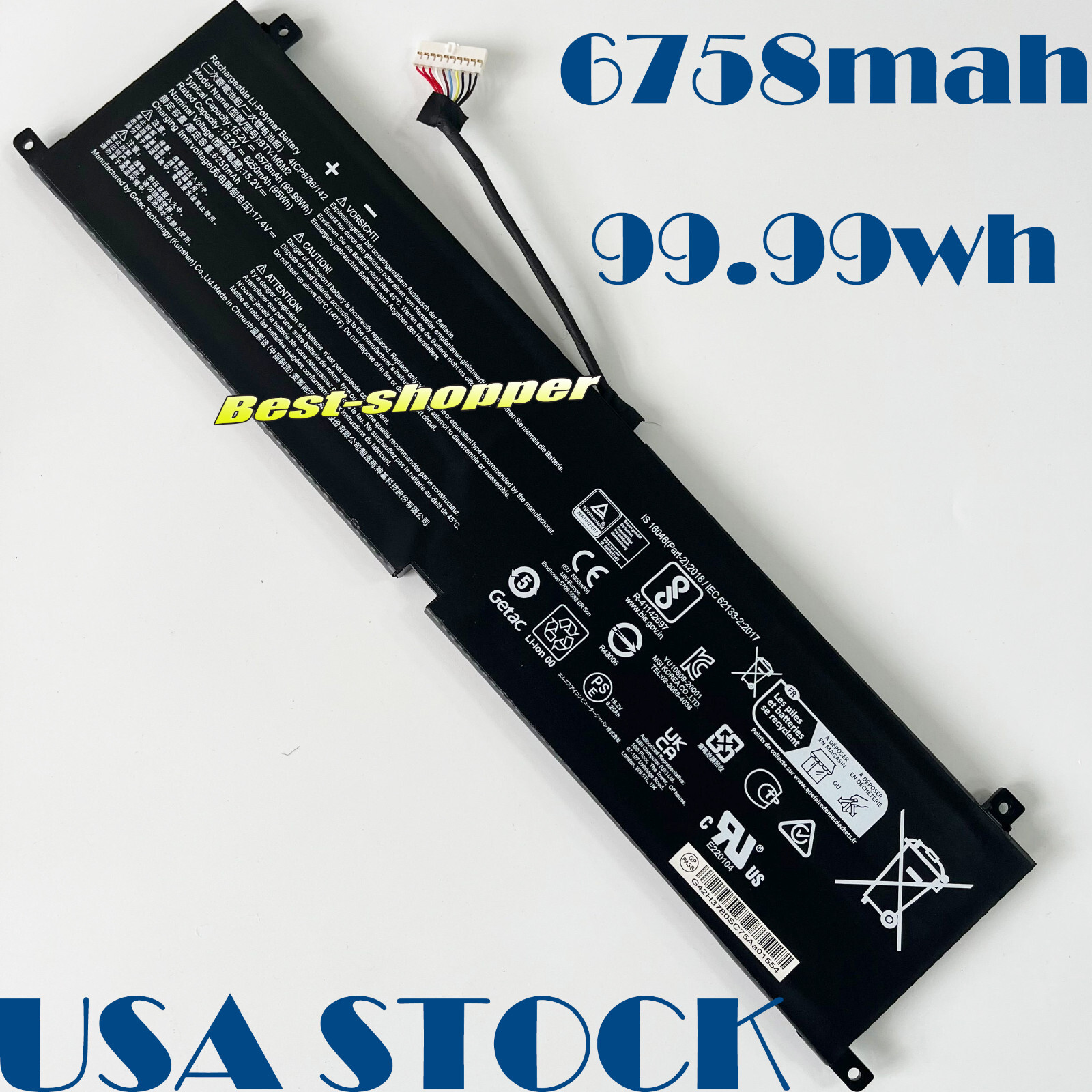 USA NEW Genuine 6758mah BTY-M6M2 Battery For MSI Stealth 16 Studio A13VG-056US