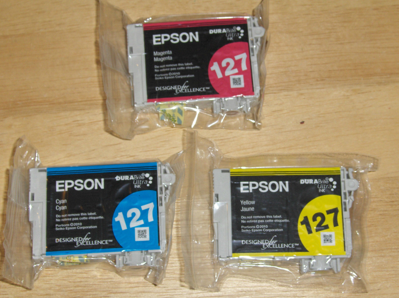 Genuine Epson 127 color set of 3 pack ink cartridges T127 Extra High Yield