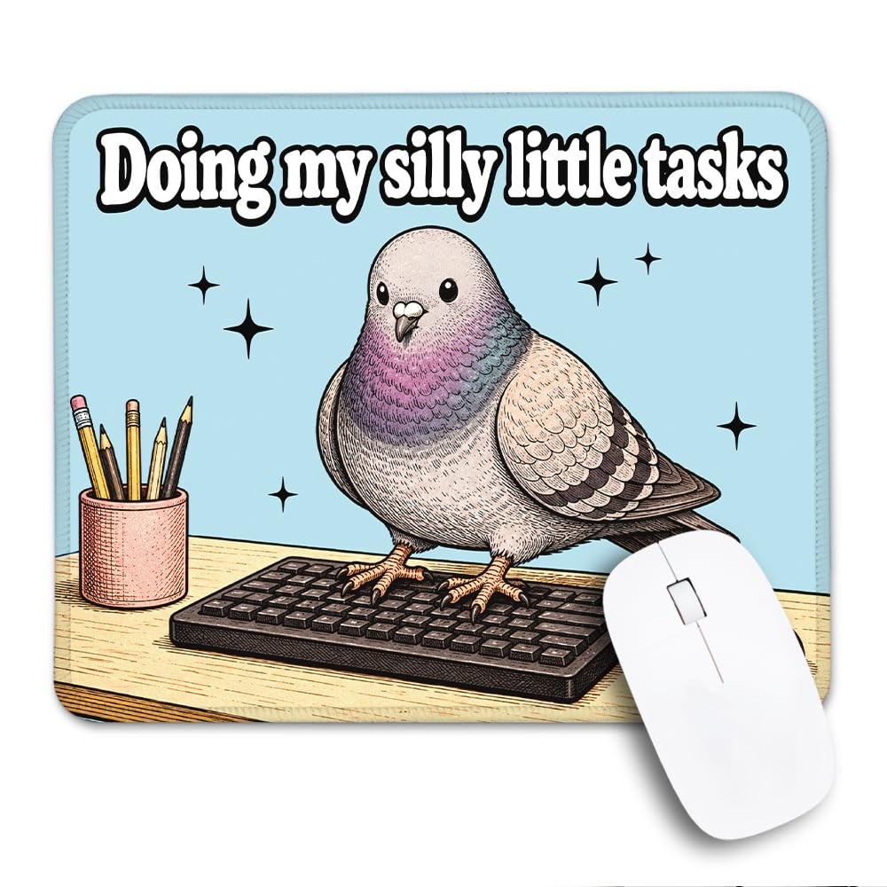 THEBESTU Funny Pigeon Mouse Pad, Blue and Black