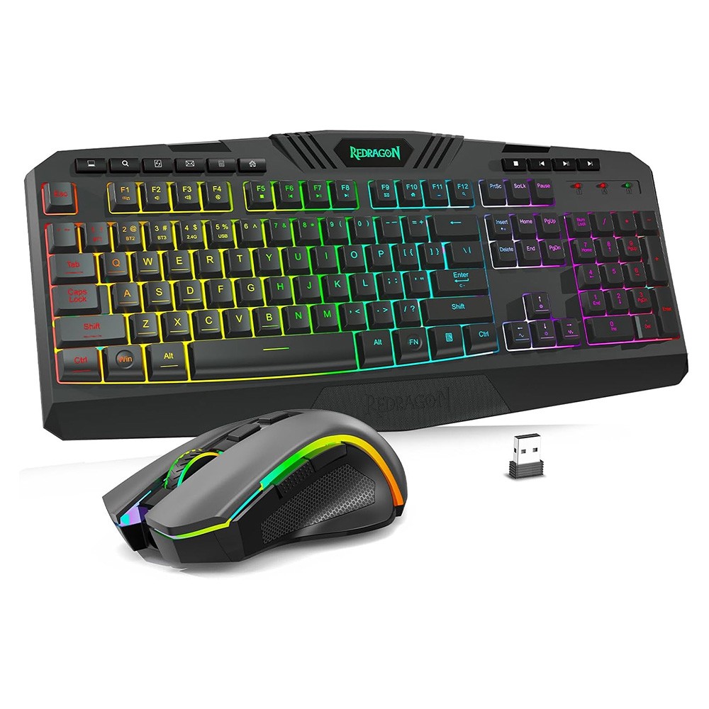 Redragon S101M-KS Mechanical Keyboard+Mouse Combo Tri-mode Connection,RGB Backli