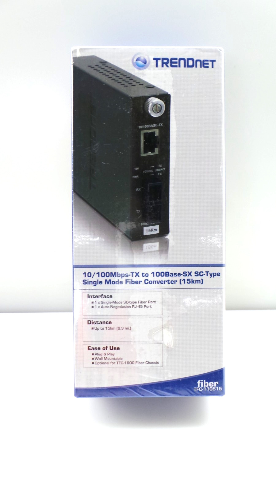 TRENDnet TFC-110S15/A 100Base-TX to 100Base-FX Single Mode Fiber Converter NEW