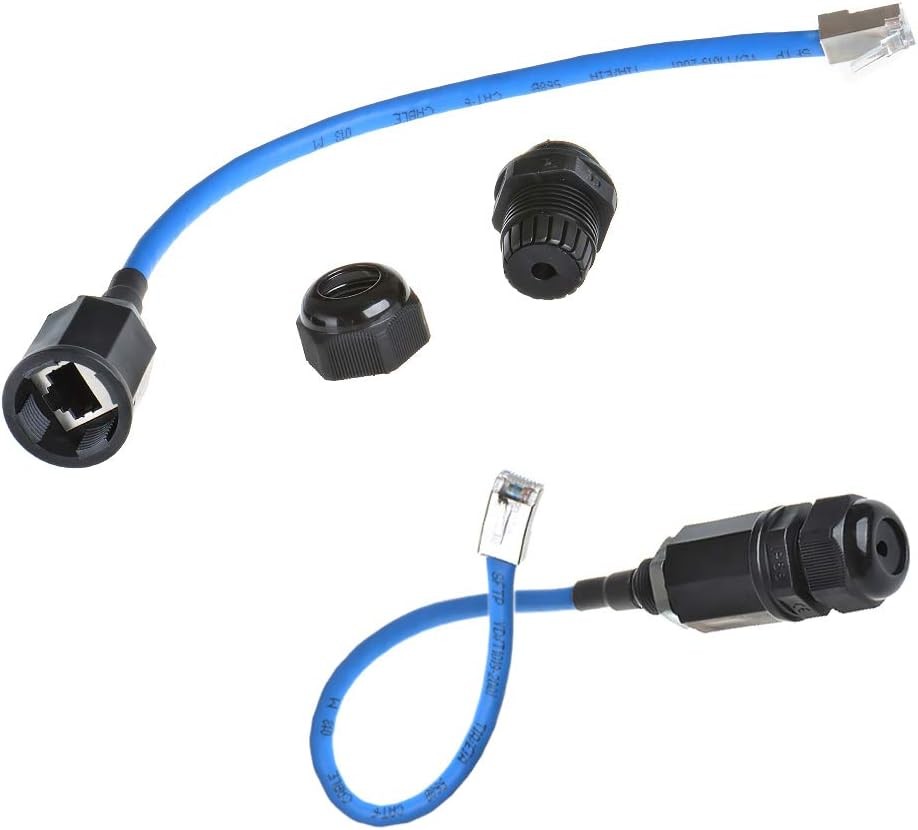 2PCS M20 RJ45 Waterproof CAT6 Connector with 25CM Network Cable | Cat5/5e/6 8P8C
