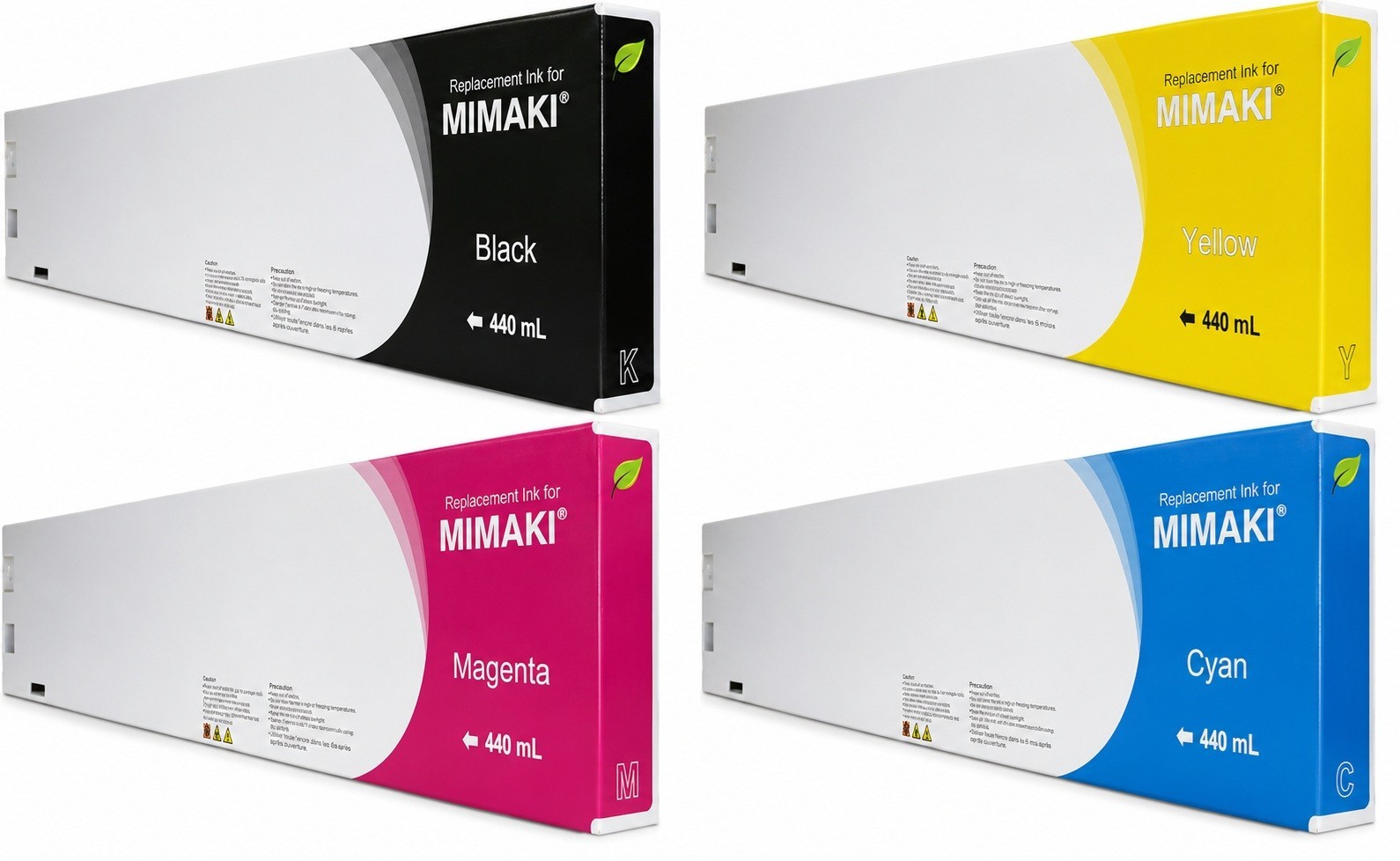 FULL SET PREMIUM COMPATIBLE ECO SOLVENT 440ML CARTRIDGES (C-Y-M-K)FOR MIMAKI ES3
