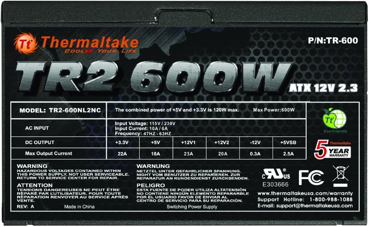 Thermaltake TR-600NL2NC 600W Power Supply