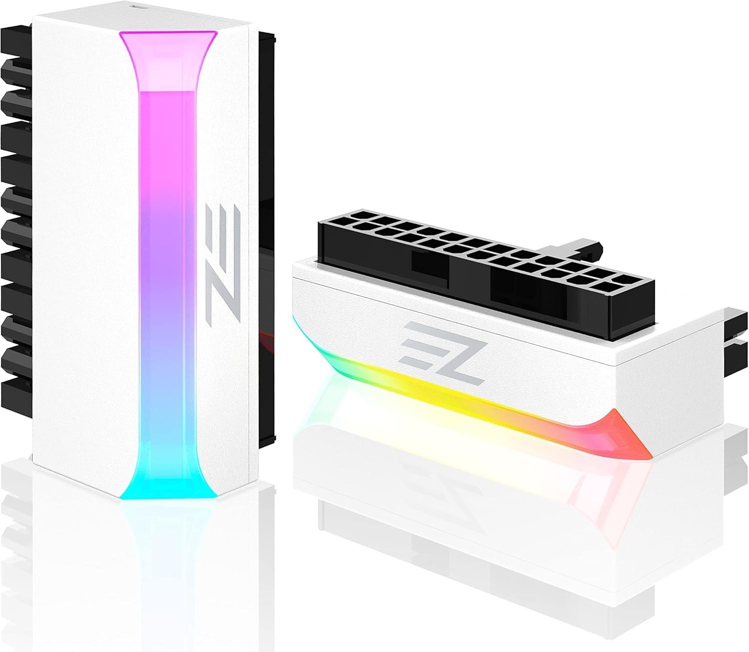 Versatile ARGB Rainbow 24-Pin 90-Degree ATX Power Connector - Easy Installation