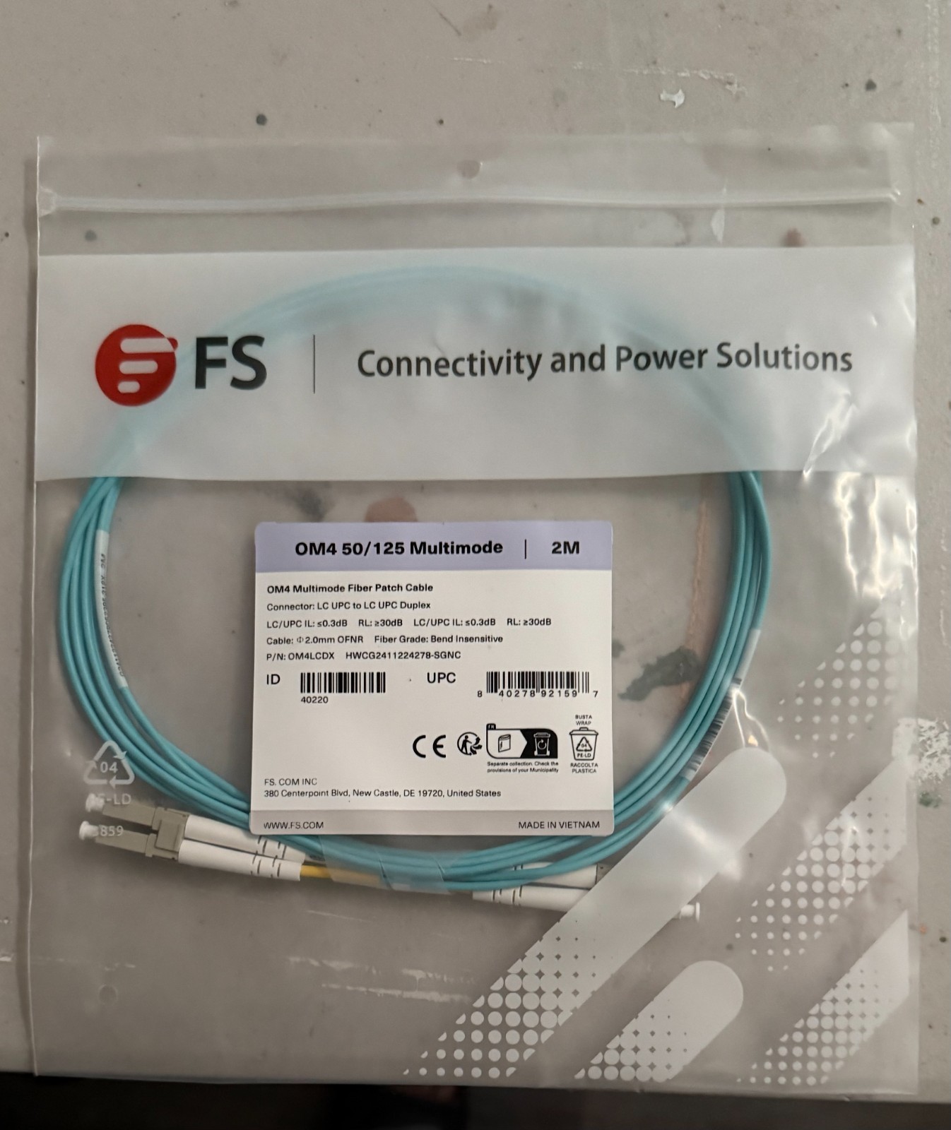 FS - OM4 LC/UPC-LC/UPC Duplex Fiber Cable 2M 3M 5M 7M 9M 10M New