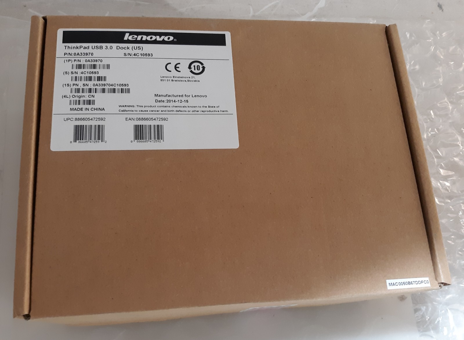 Lenovo ThinkPad 0A33970 USB 3.0 Docking Station US NEW *SEALED*