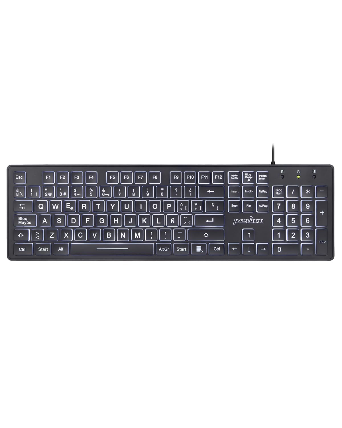 Perixx PERIBOARD317ES LED Backlit USB Wired Keyboard Spanish ES Layout