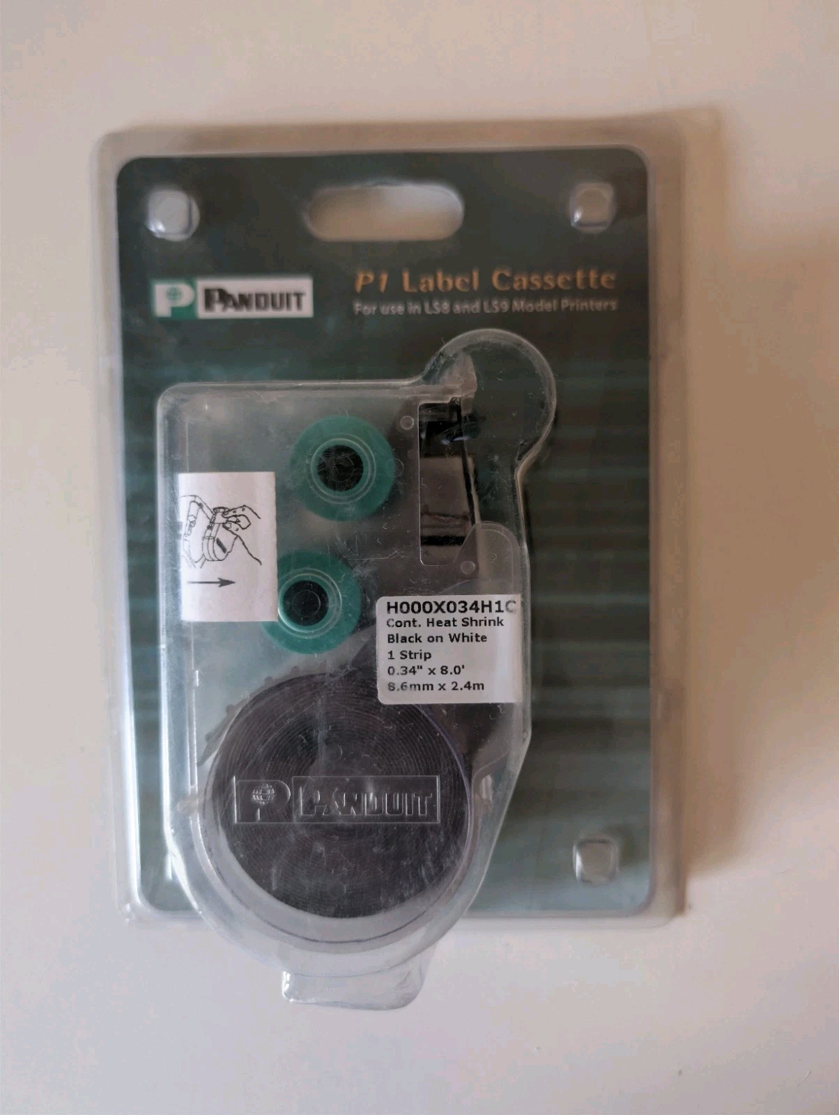 Panduit P1 Label Cassette H000X034H1C Black On White Continuous Heat Shrink