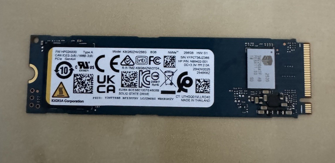 Kioxia 256GB BG5 M.2 2280 NVMe PCIe Gen4 x4 SSD