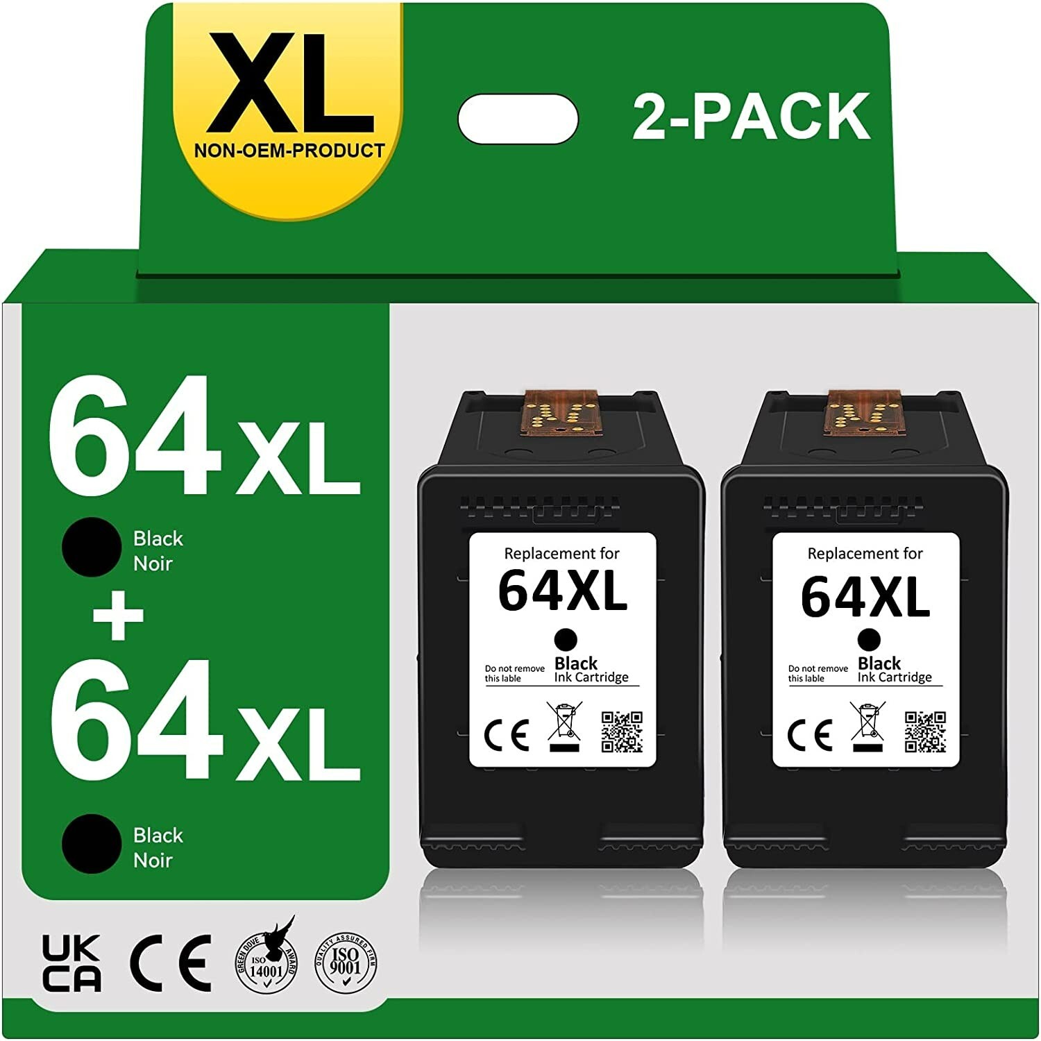 2 PK Compatible For HP 64XL (N9J92AN) Black Ink for ENVY 7830 7855 7858 7864