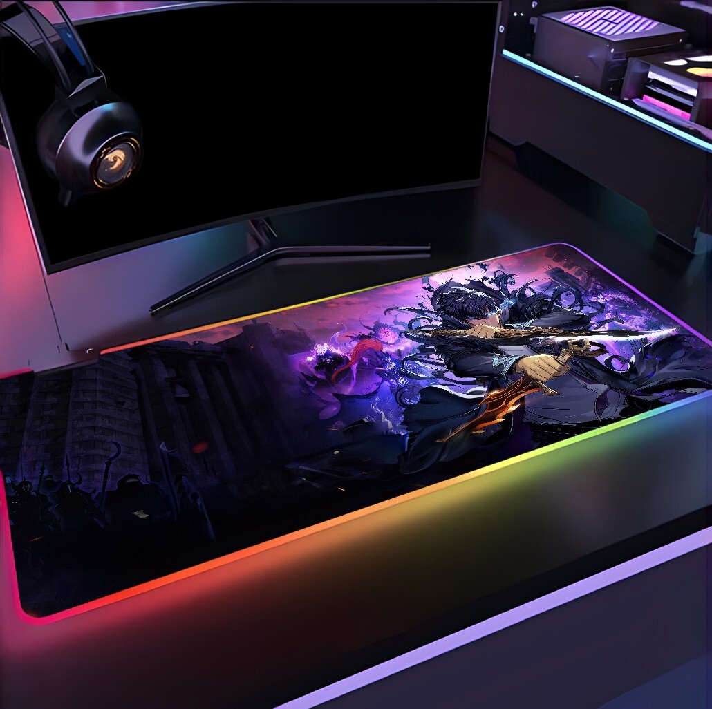 🔥 Solo Leveling XXL RGB Gaming Mouse Pad - Sung Jinwoo & Shadow Monarch 🖱️