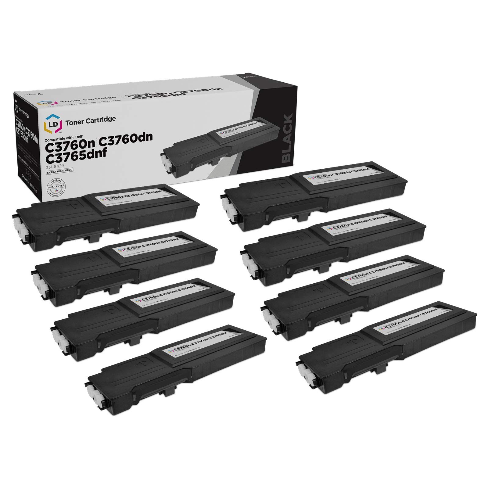 LD 8PK 331-8429 W8D60 Black Laser Toner Cartridge for Dell C3760n C3760dn C3765d