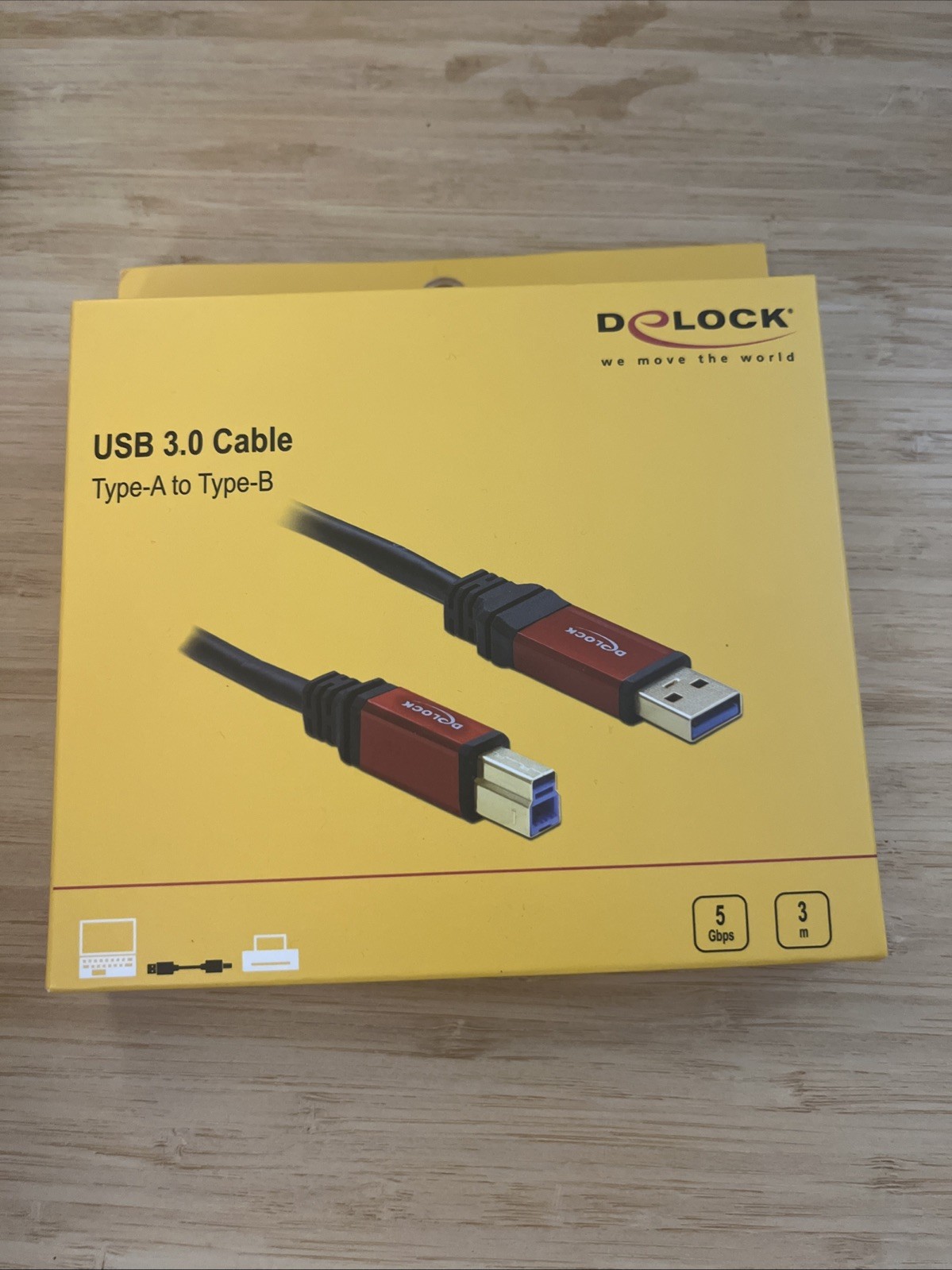 Lotx3 DeLOCK USB 3.0 Cable/USB A Male to USB B Male red 3m