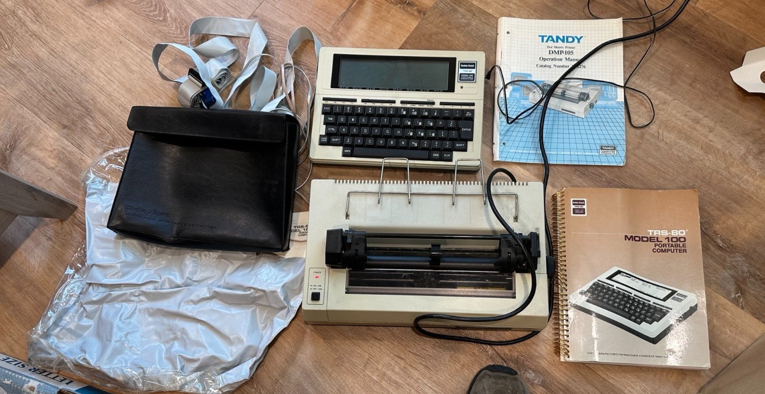 Tandy TRS-80 Model 100 Portable Computer and Tandy DMP-105 Dot Matrix Printer
