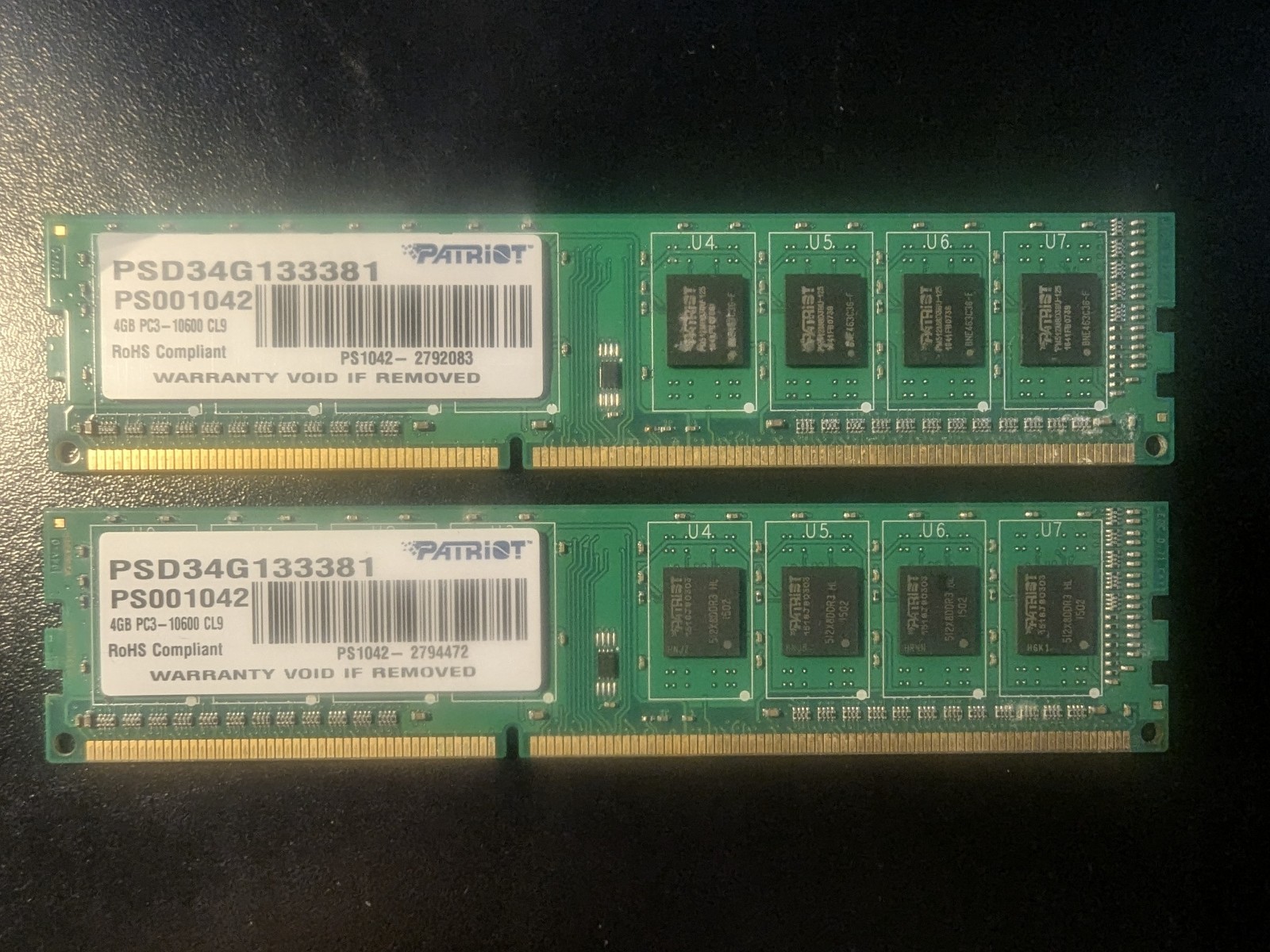 Patriot 4GB Desktop RAM Modules PSD34G133381 PS001042 PC310600 CL9