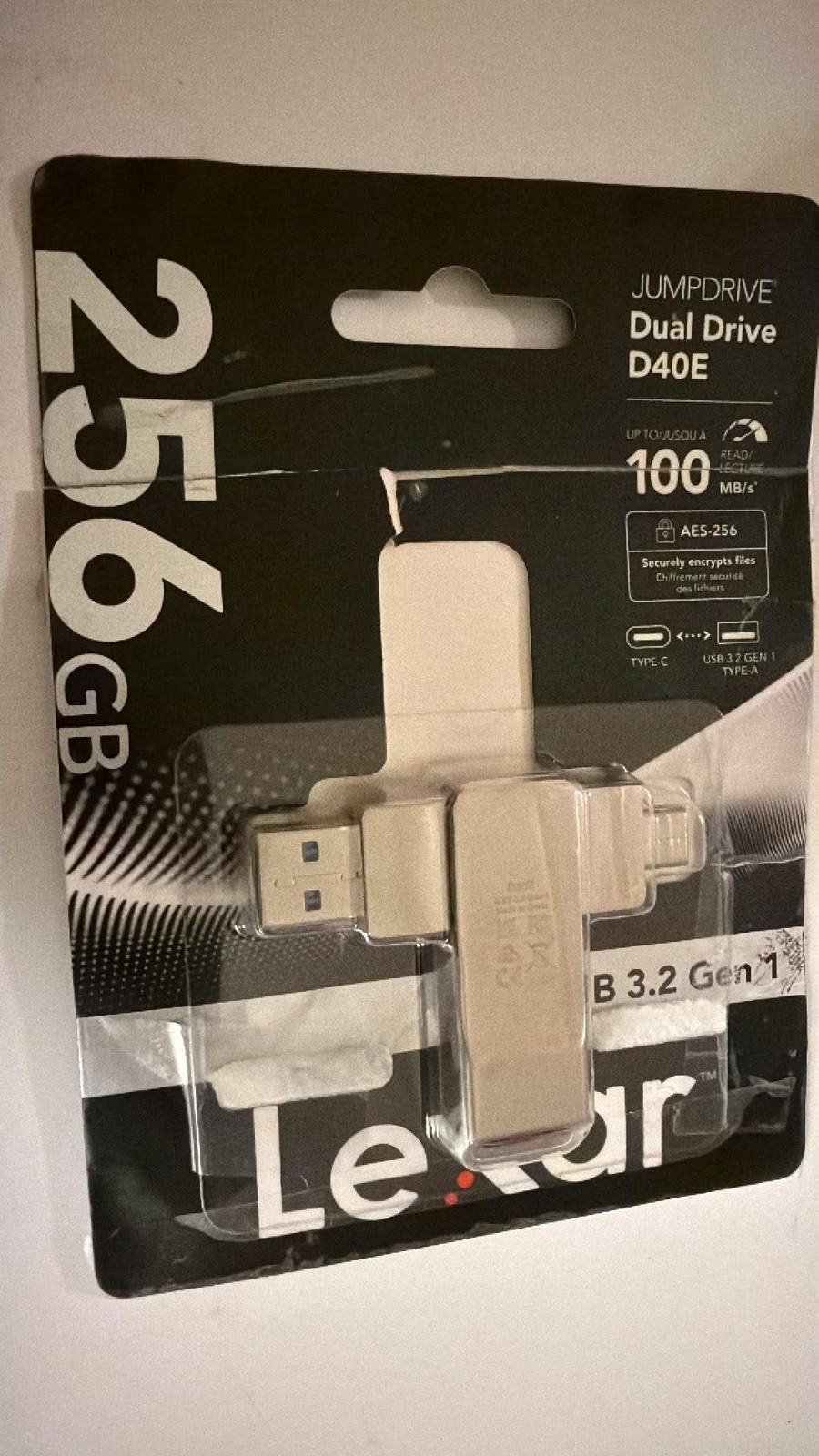 Lexar JumpDrive Dual Drive D40E 256GB USB-C/USB-A USB 3.2 Silver 100MB/s