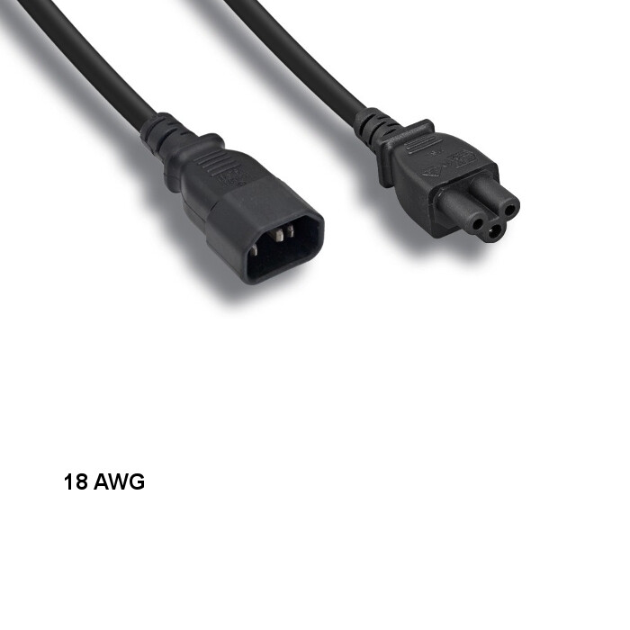 10PCS 3ft 18 AWG 3 Prong Power Cable IEC-60320 C14 to C5 10A/300V SJT Black