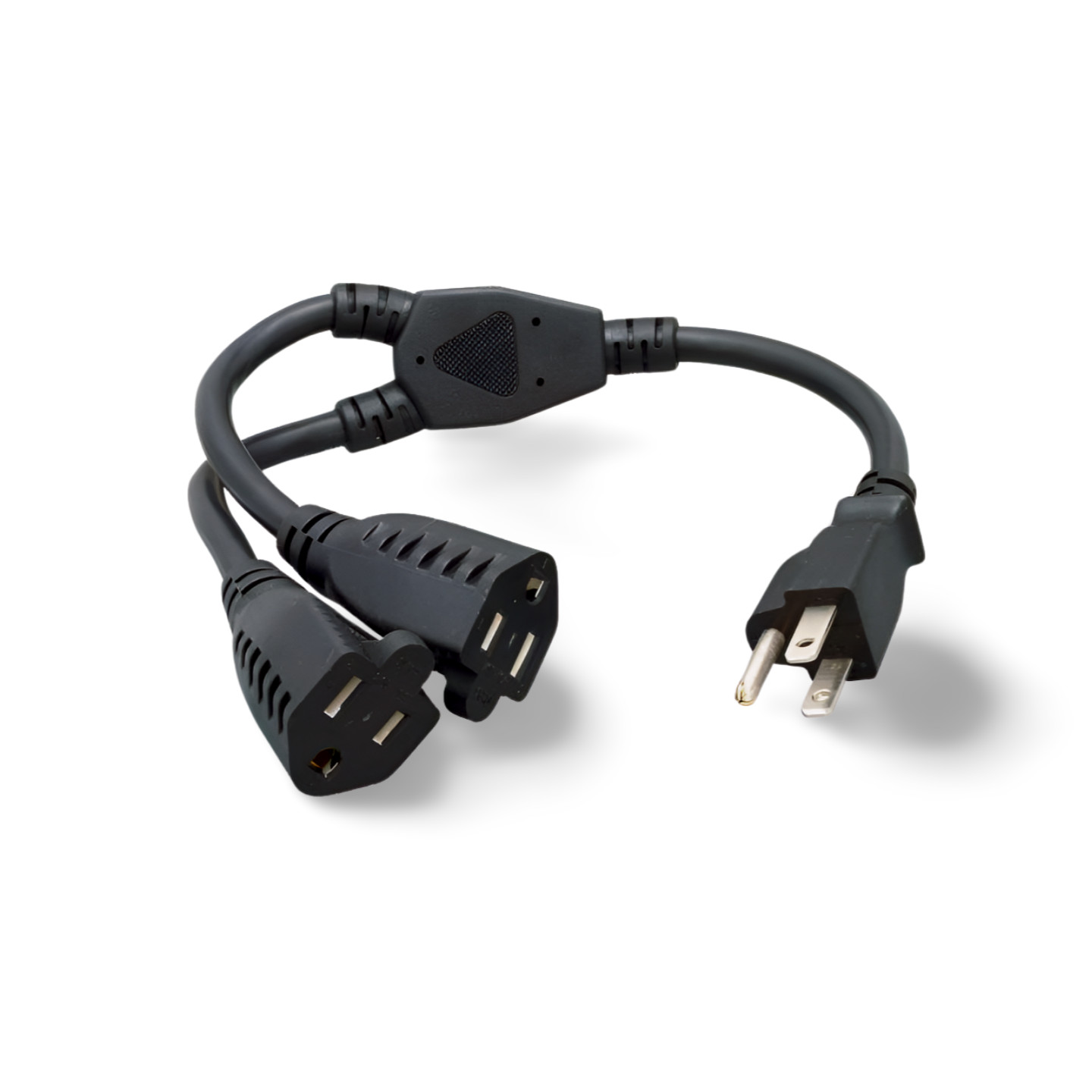 1ft 16 AWG 1 to 2 Power Cord Splitter - Black