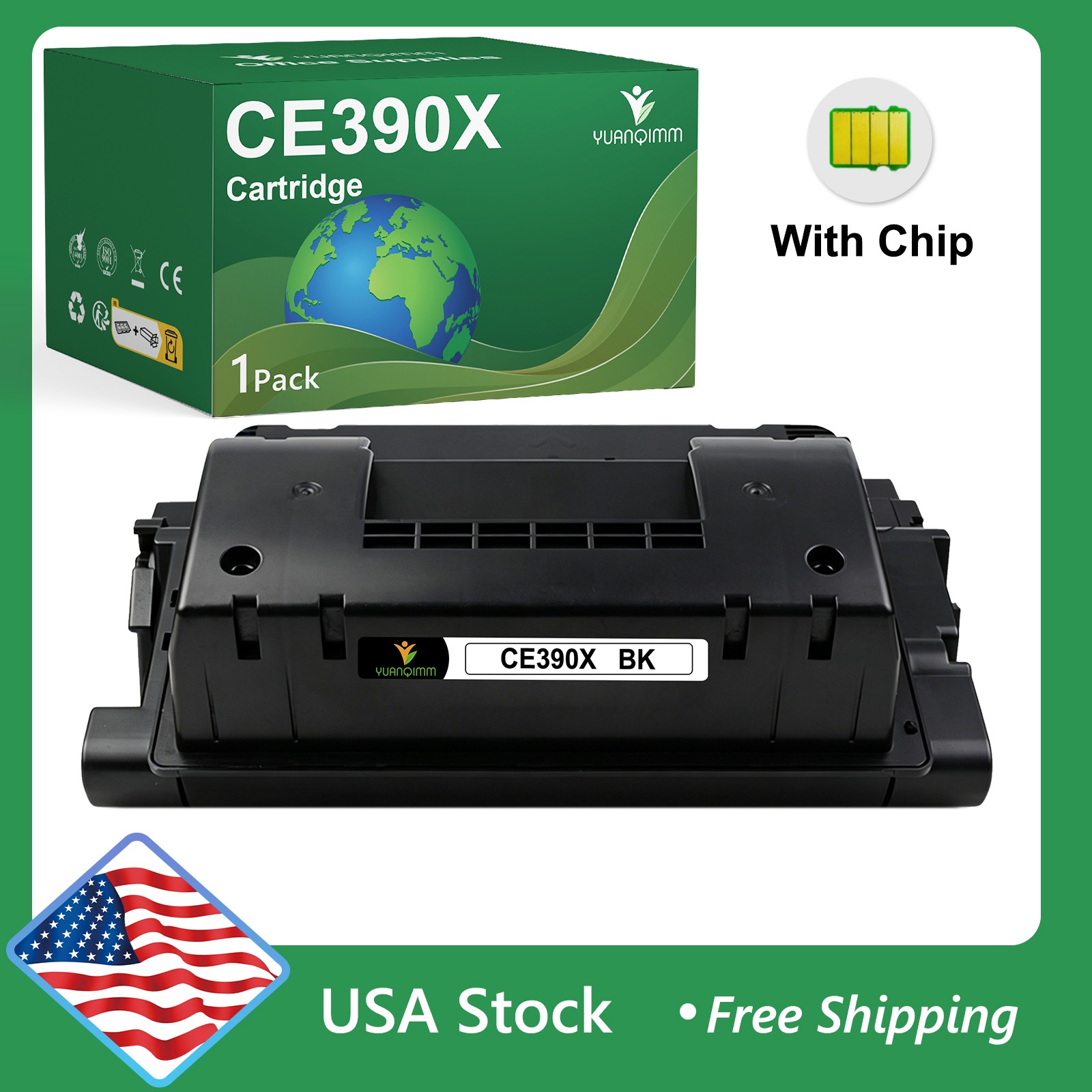 1 Pack CE390X Toner Cartridge BLACK For HP LaserJet Enterprise M4555 MFP series