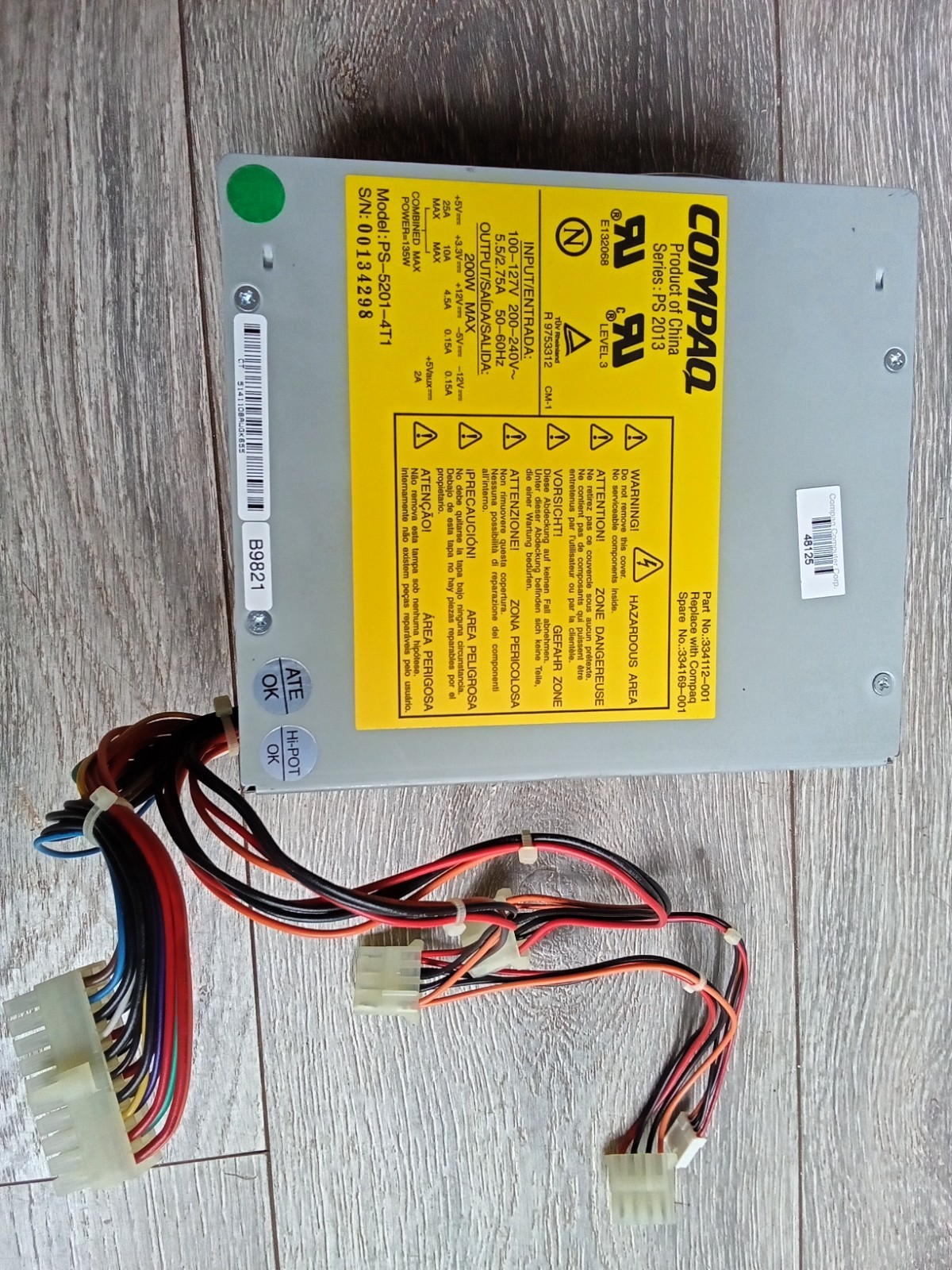 New Unused COMPAQ ATX 200W, 334169-001, 334112-001 PS-5201-4T2 Power Supply.