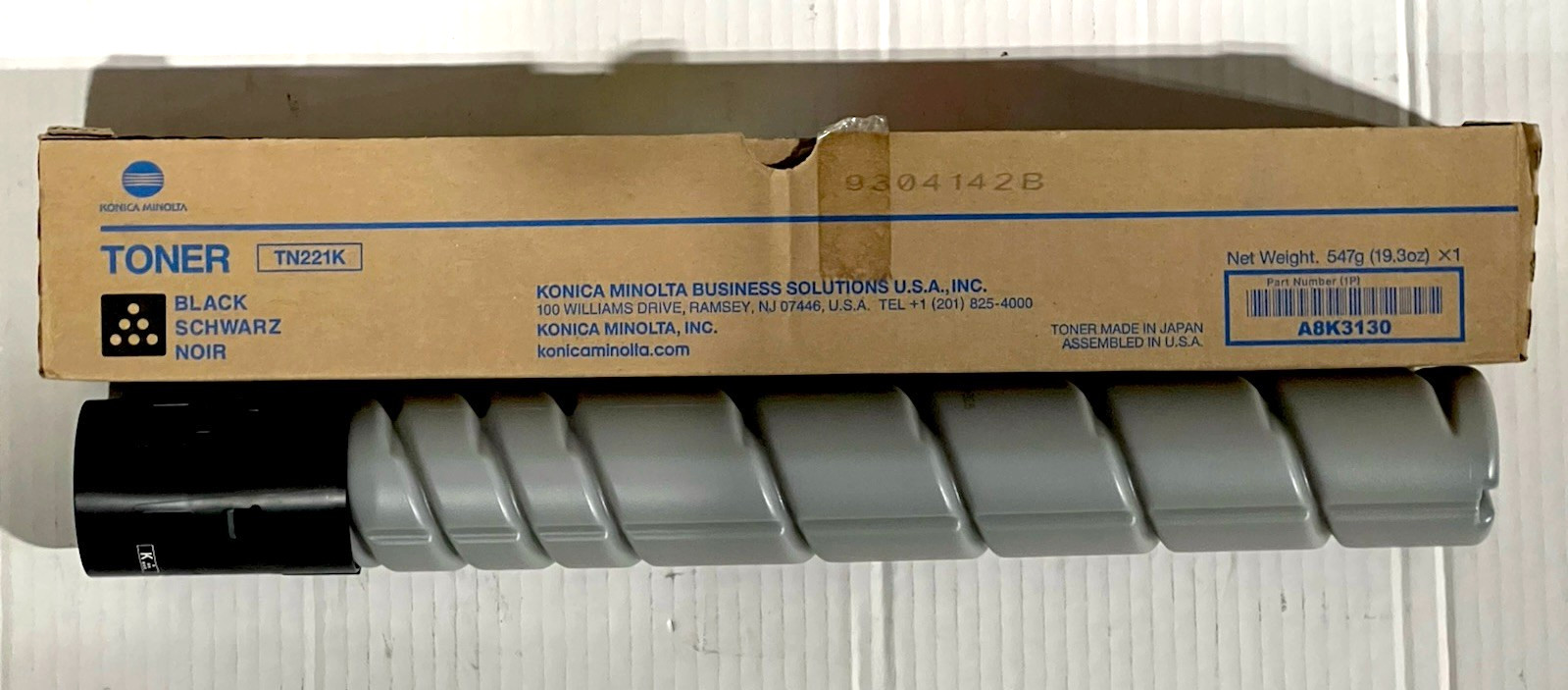 Genuine Konica Minolta TN221K A8K3130 Black TONER-Open/Worn Box