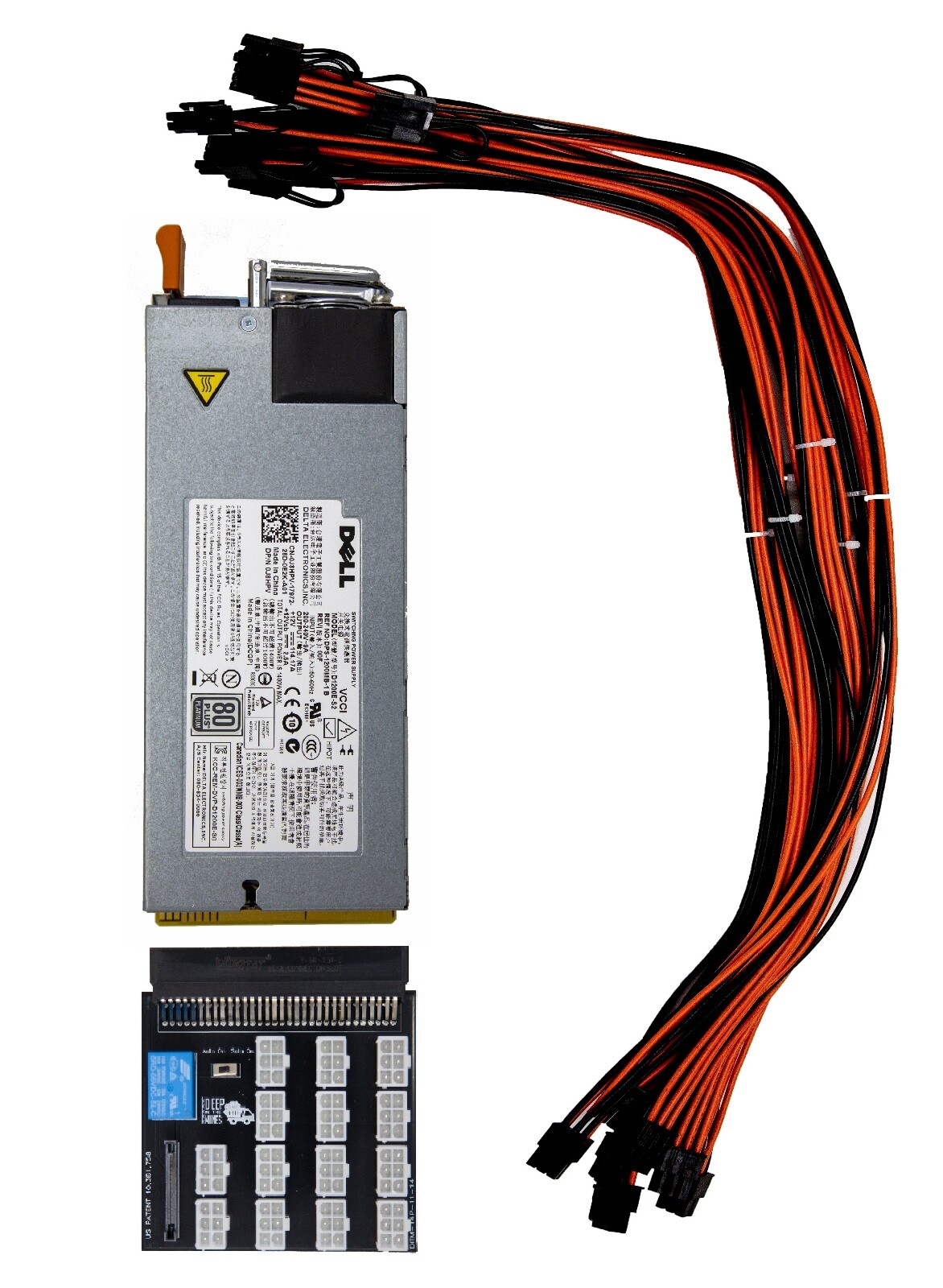 94% Platinum 1400W PSU Power Supply Kit 220-240v for GPU Mining 12 6+2 PCIE 