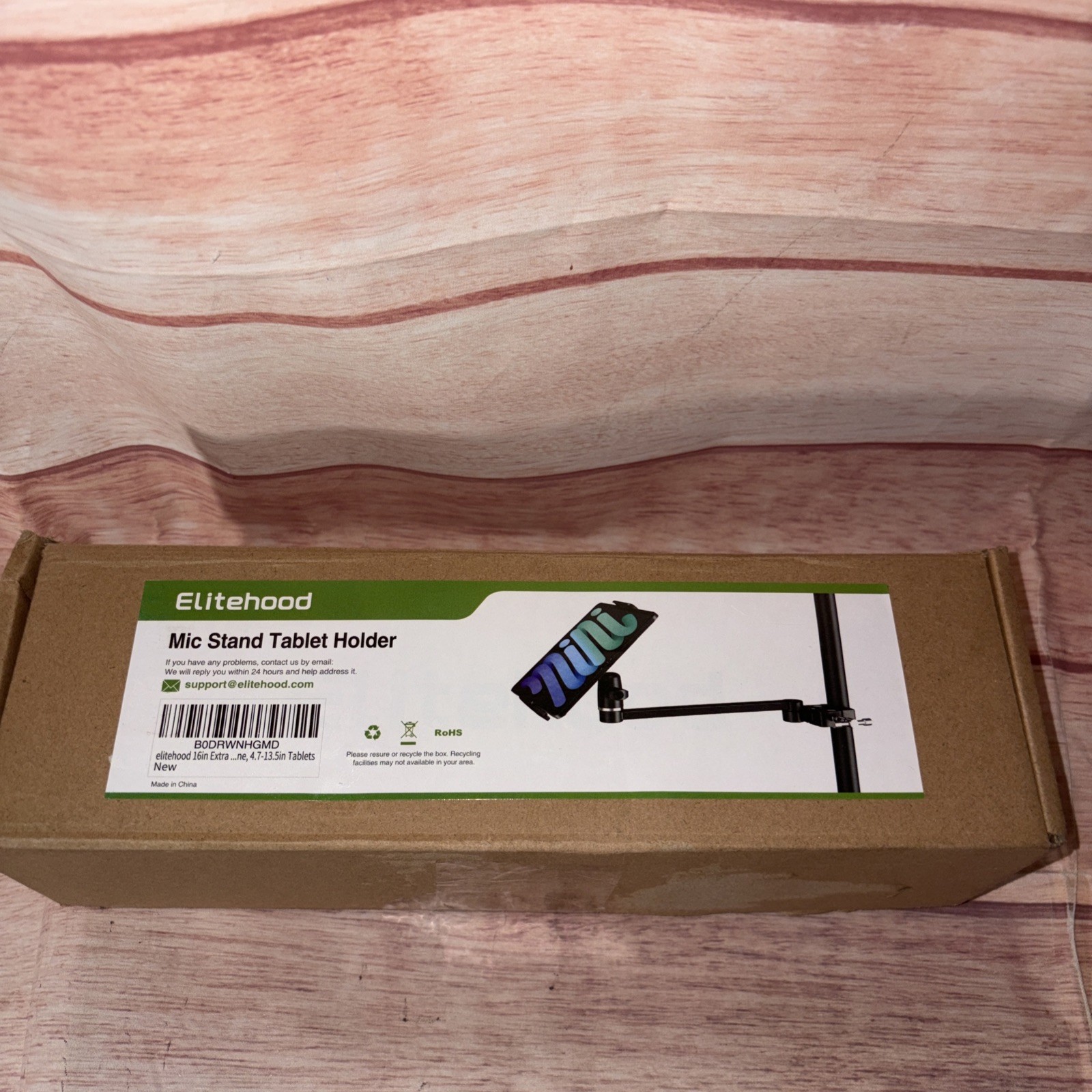elitehood 8.5in Long Arm iPad Holder for Mic Stand, 360° Arm, black  open box