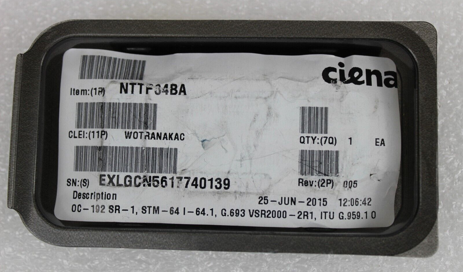 Ciena NTTP84BA 10GBASE-LR 1310nm XFP Transceiver Module
