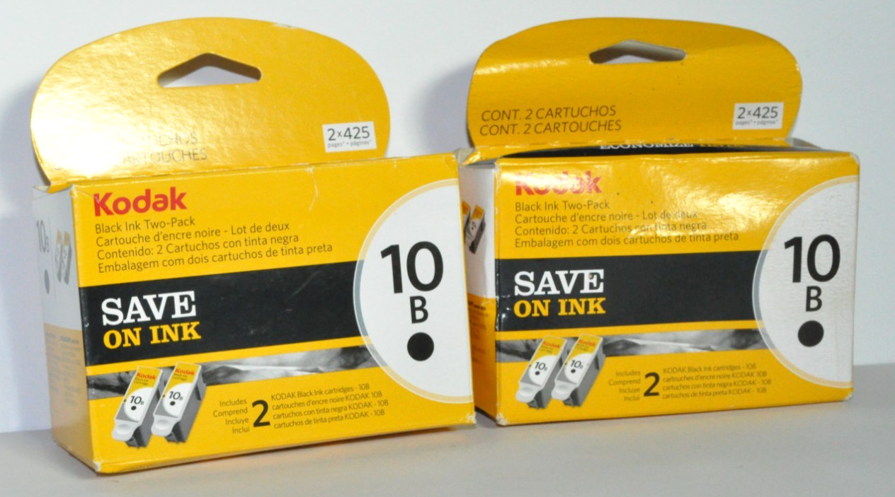 Kodak 10B Black Ink Cartridges Lot of 4 Genuine OEM Two 2-Packs New Sealed