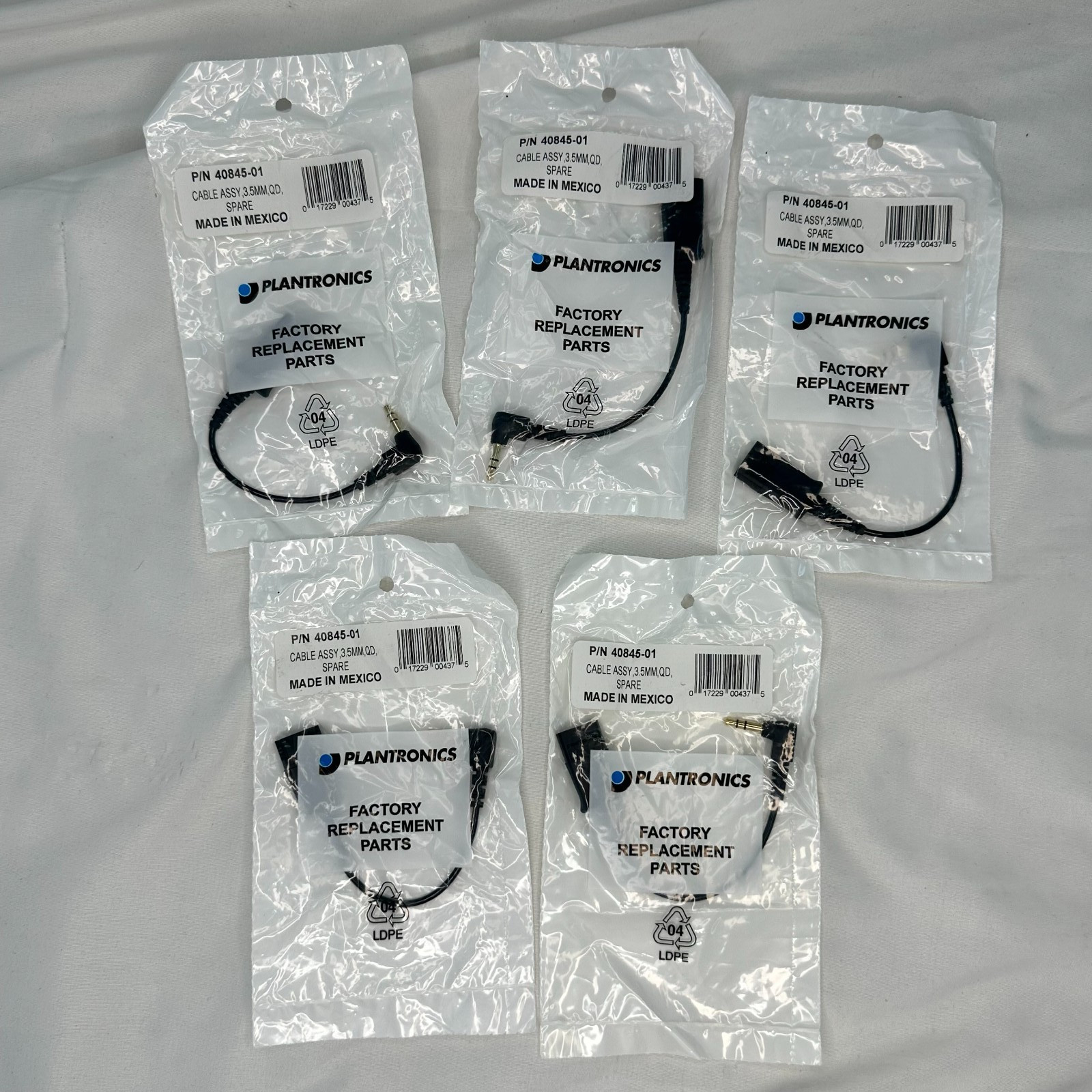 Lot of 5 Plantronics QD to 3.5mm Adapter Cable PL-40845-01 NEW