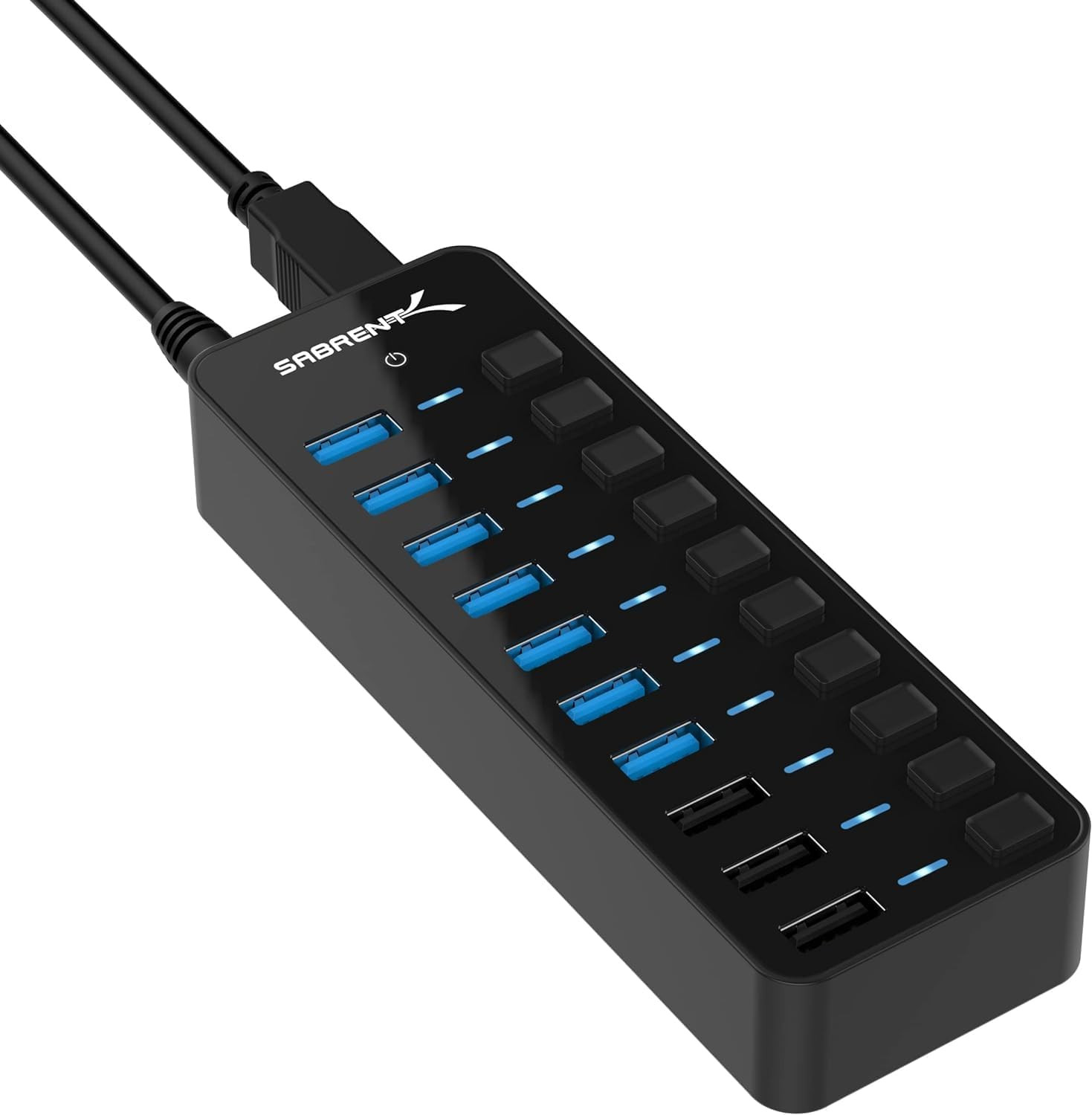 SABRENT 10-Port Powered USB 3.0 Hub, 3 Charging Ports, 60W (HB-B7C3) | Individua