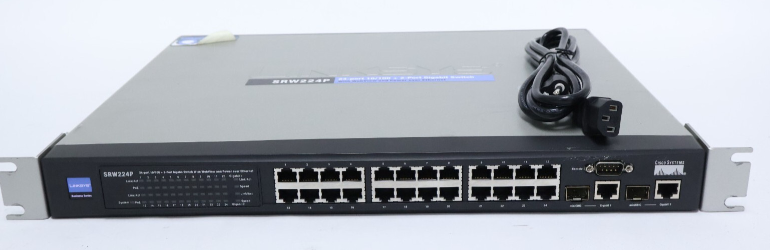 Cisco Linksys SRW224P 24-Port 10/100 Managed 2-Port Gigabit PoE Switch