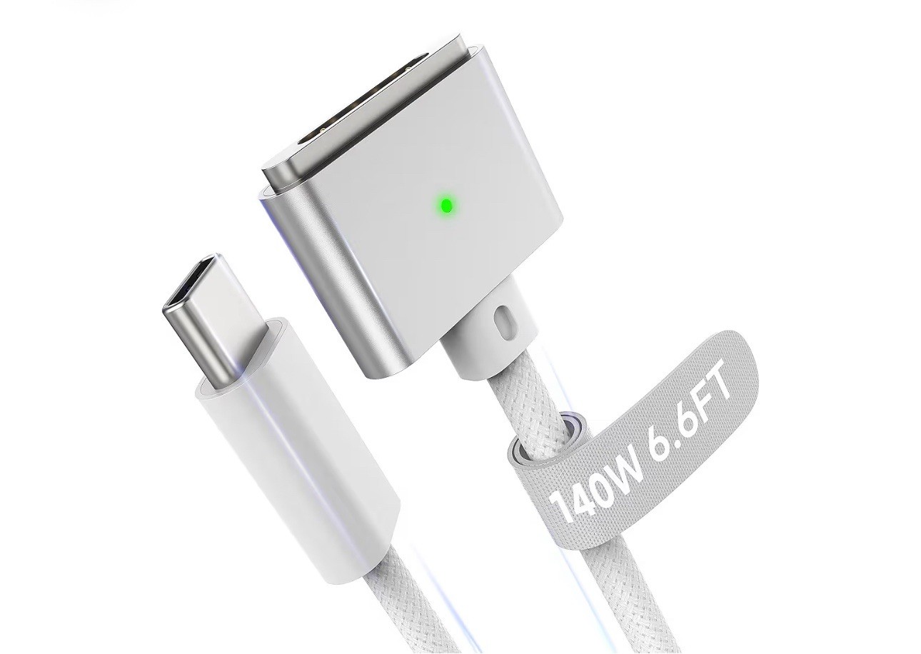 6.6-foot 3 USB-C magnetic cable compatible w/MacBook Air Pro M4/M3/M2 charger