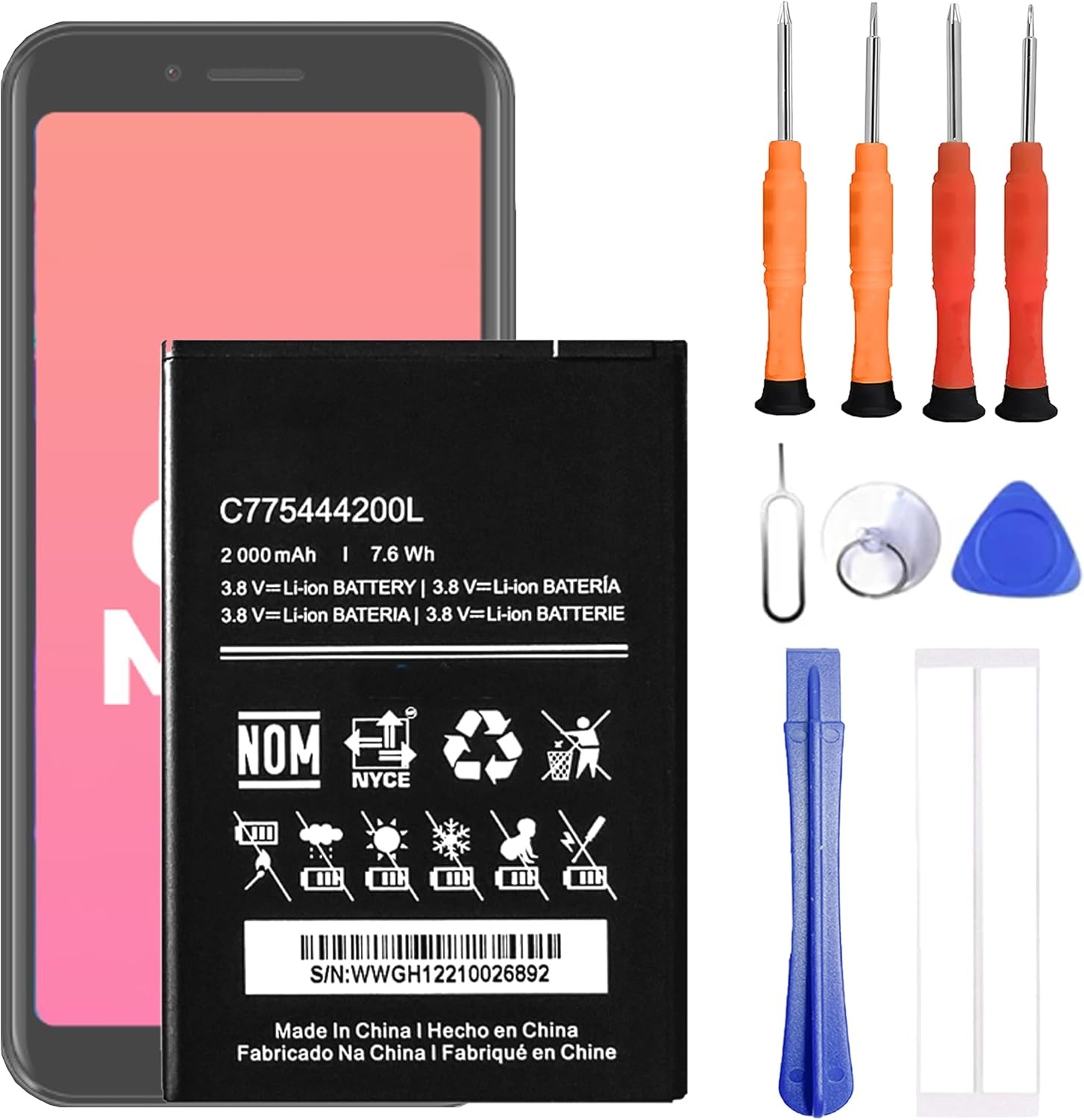 C775444200L Battery Compatible with BLU C5L MAX C0170 Replacement Battery
