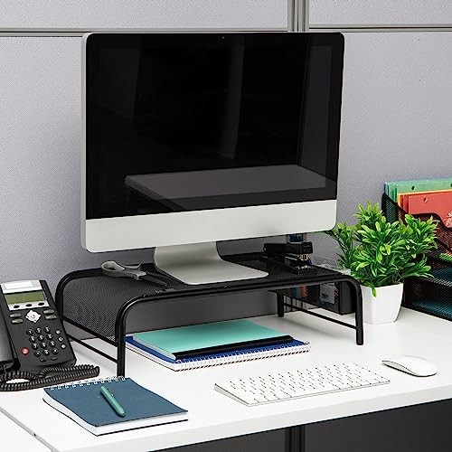 BLACK - MIND READER MONITOR STAND, VENTILATED LAPTOP RISER, DESKTOP ORGANIZER,