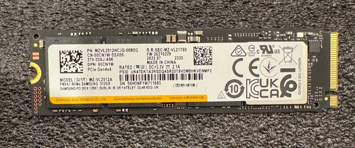NEW MZ-VL25120 MZ-VL2512A Samsung PM9A1 M.2 NVMe 2280 512GB PCIe SSD Gen4