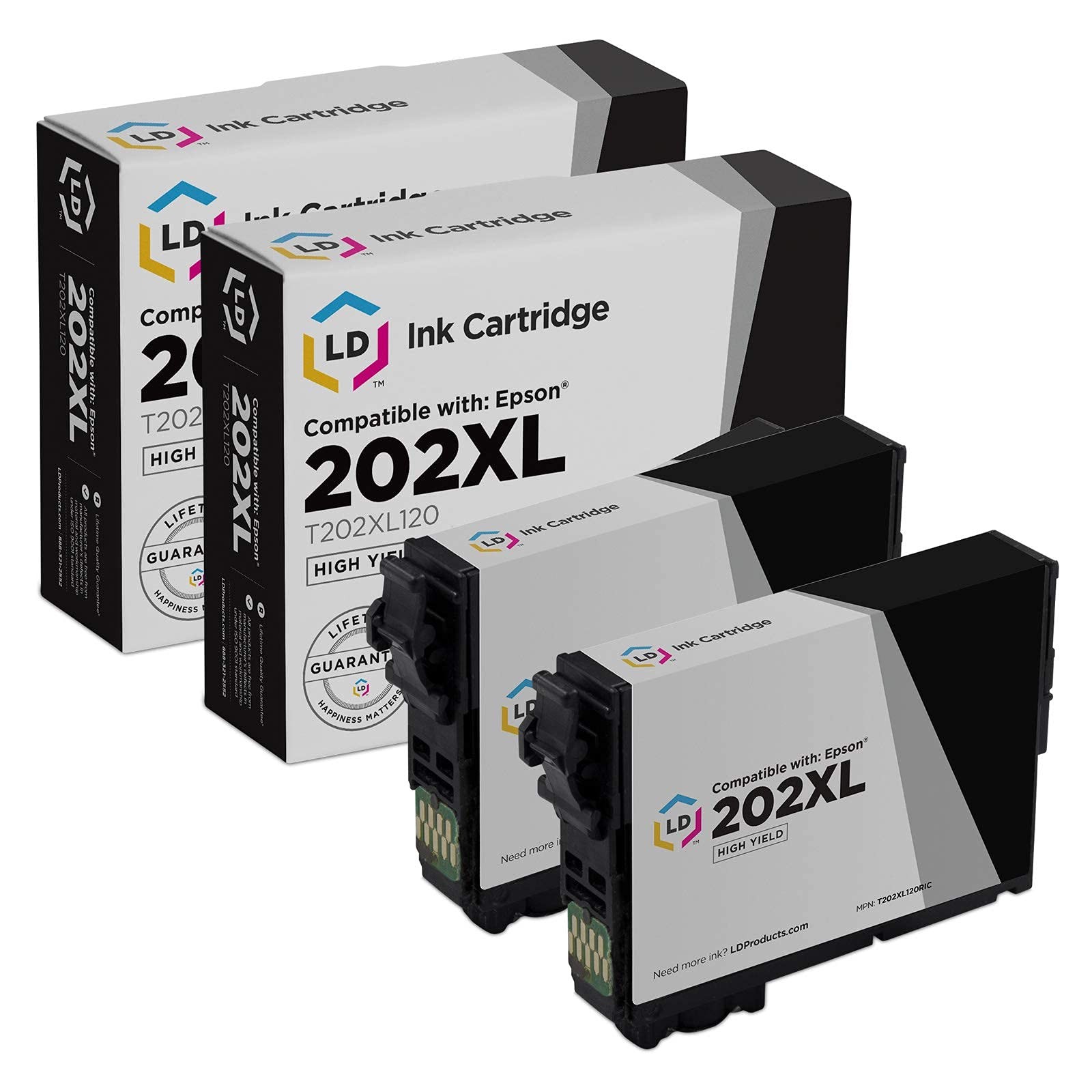 LD Replacement for Epson 202XL T202XL120-S HY Black Ink 2PK for XP-5100, WF-2860