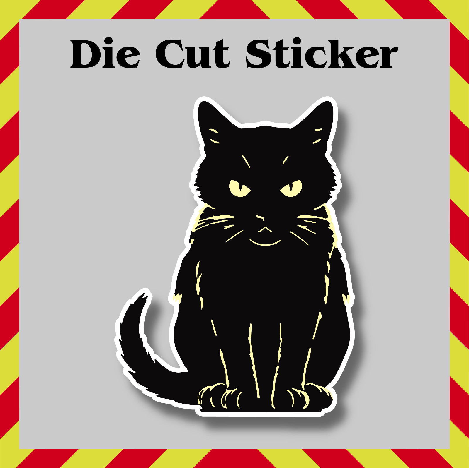 Black Cat Sticker, Waterproof Die Cut Vinylp Printed Decal, Grumpy Cat, Feral