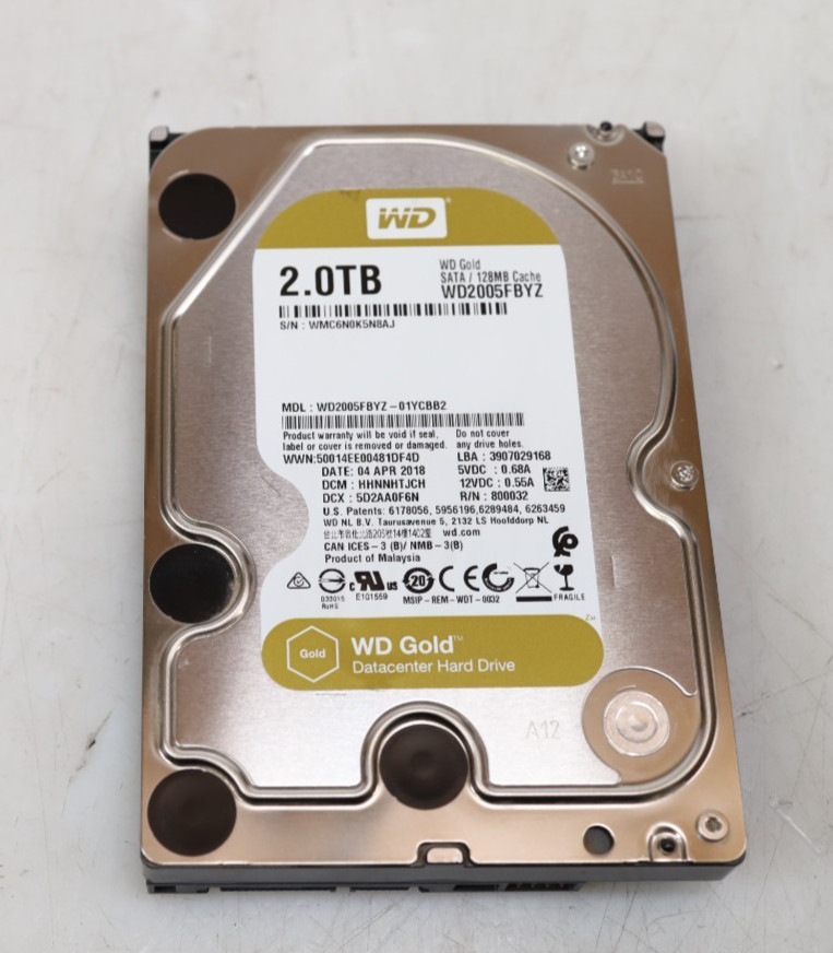 Western Digital Gold 2TB WD2005FBYZ-01YCBB2 3.5" 7200 RPM SATA Hard Drive