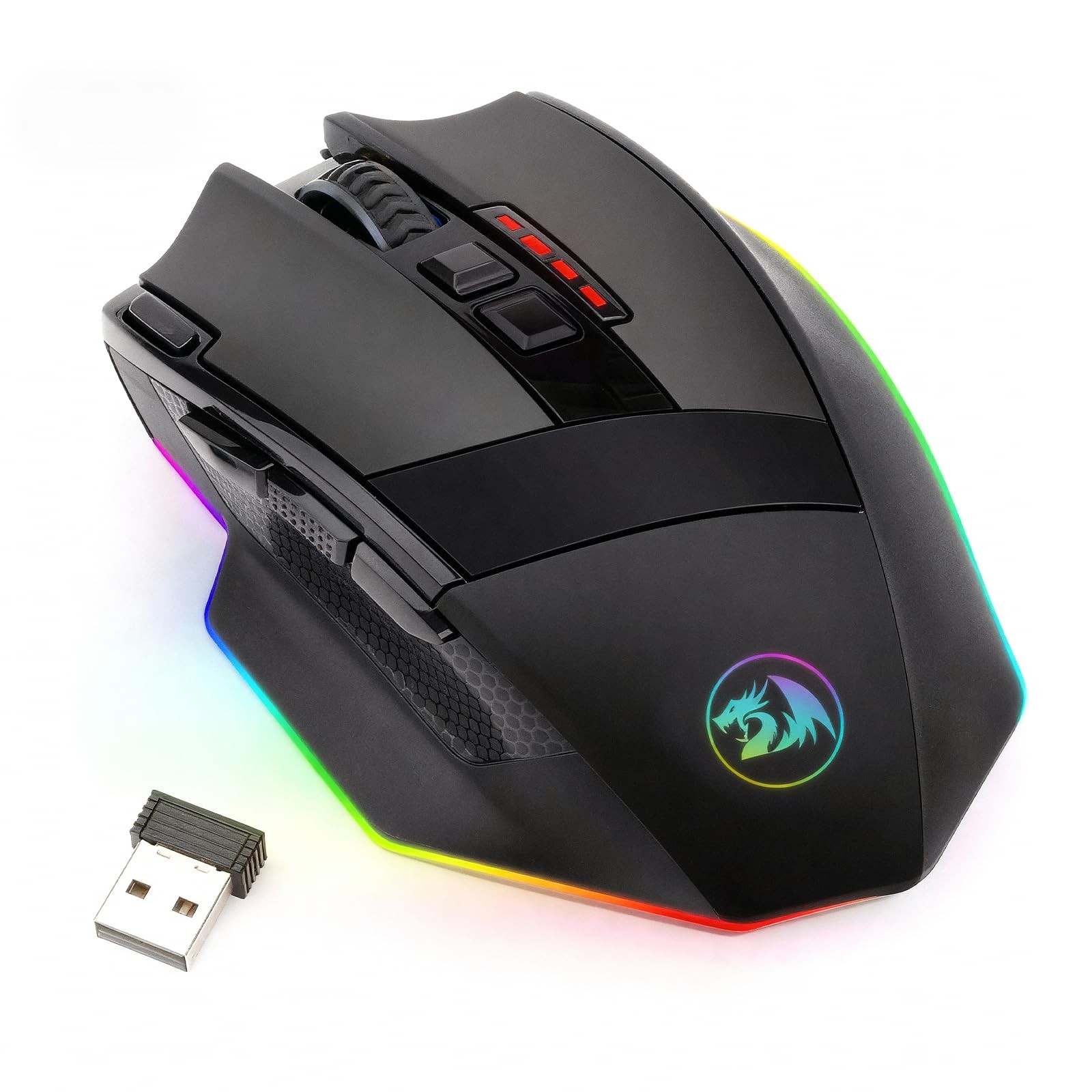 M801 Wireless Gaming Mouse, RGB Gaming Mouse with MMO 9 Programmable Macro Editi