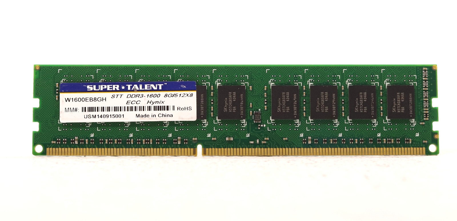 Super Talent 8GB PC3-12800 DDR3-1600MHz ECC Unbuffered Memory P/N: W1600EB8GH