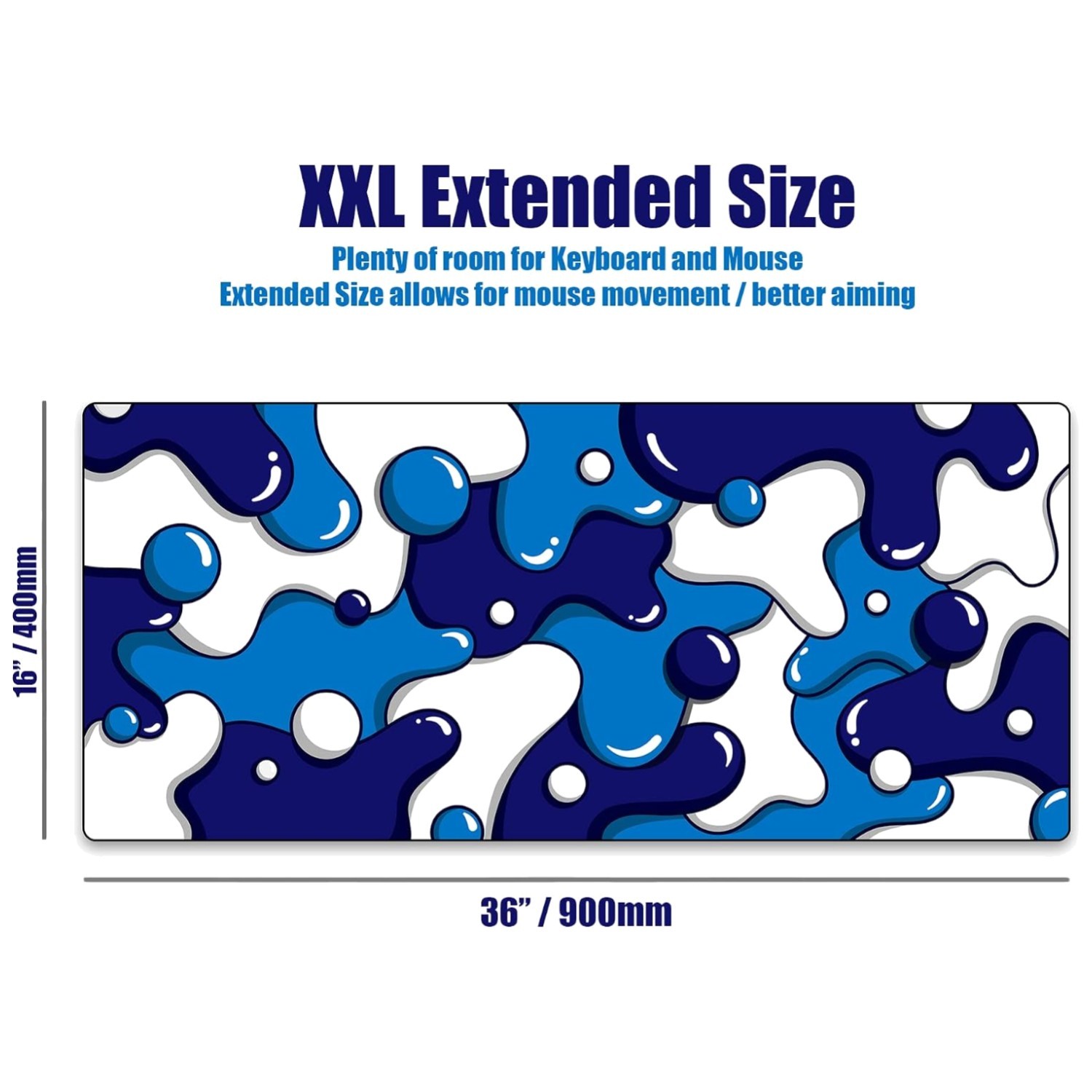 Blue XXL Gaming Mouse Pad - Desk Mat for Keyboard