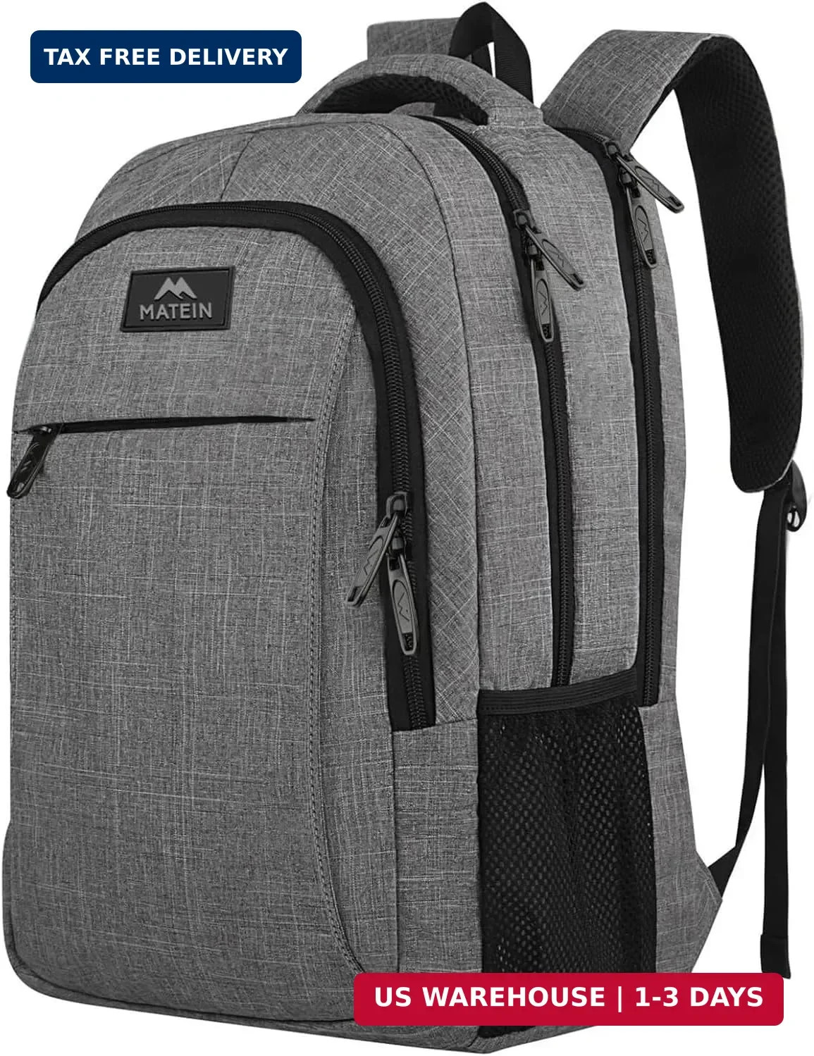 MATEIN Travel Laptop Backpack, 15.6 Inch College School Computer Bag, Grey