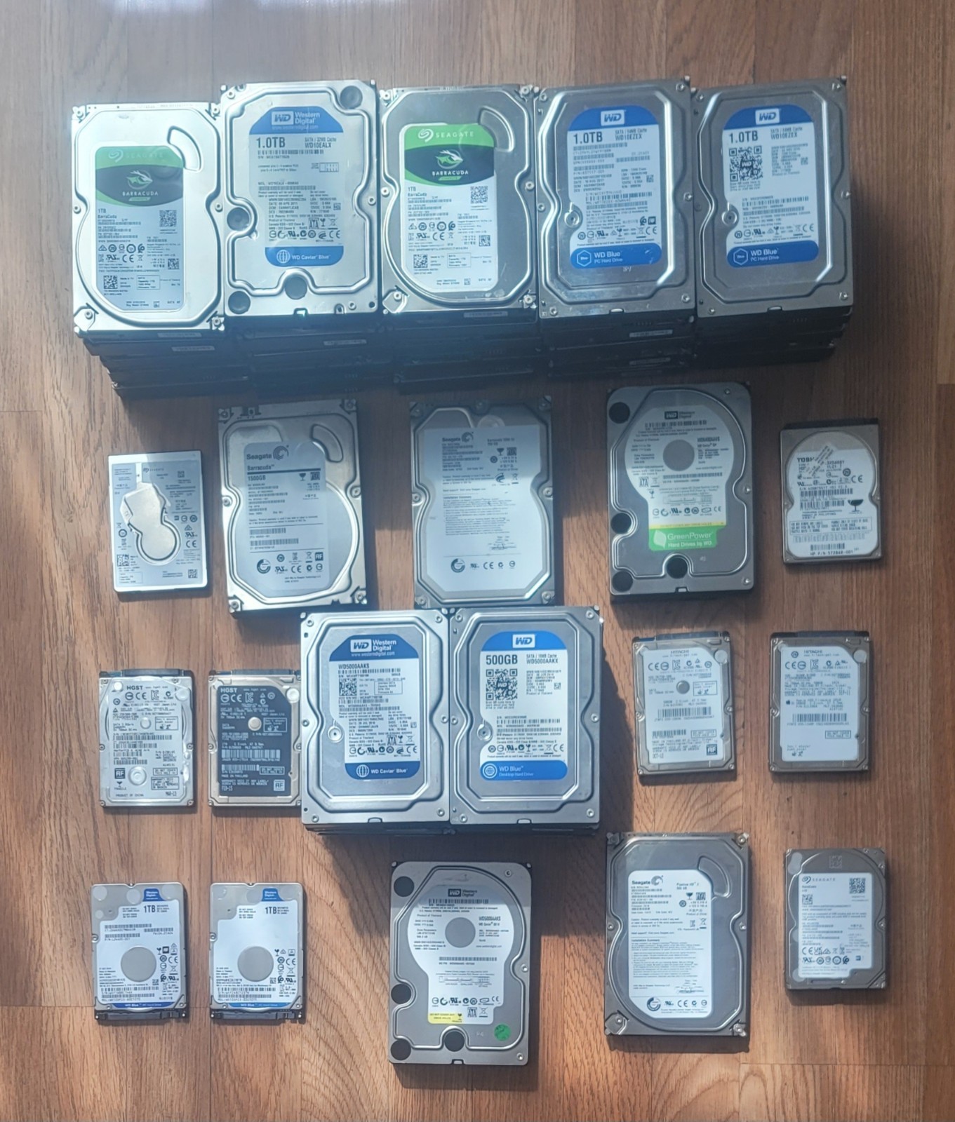 Lot of 48 Tested Working SATA Hard Drives 3.5" 2.5" 5TB 1.5TB 1TB 500G Mix Brand