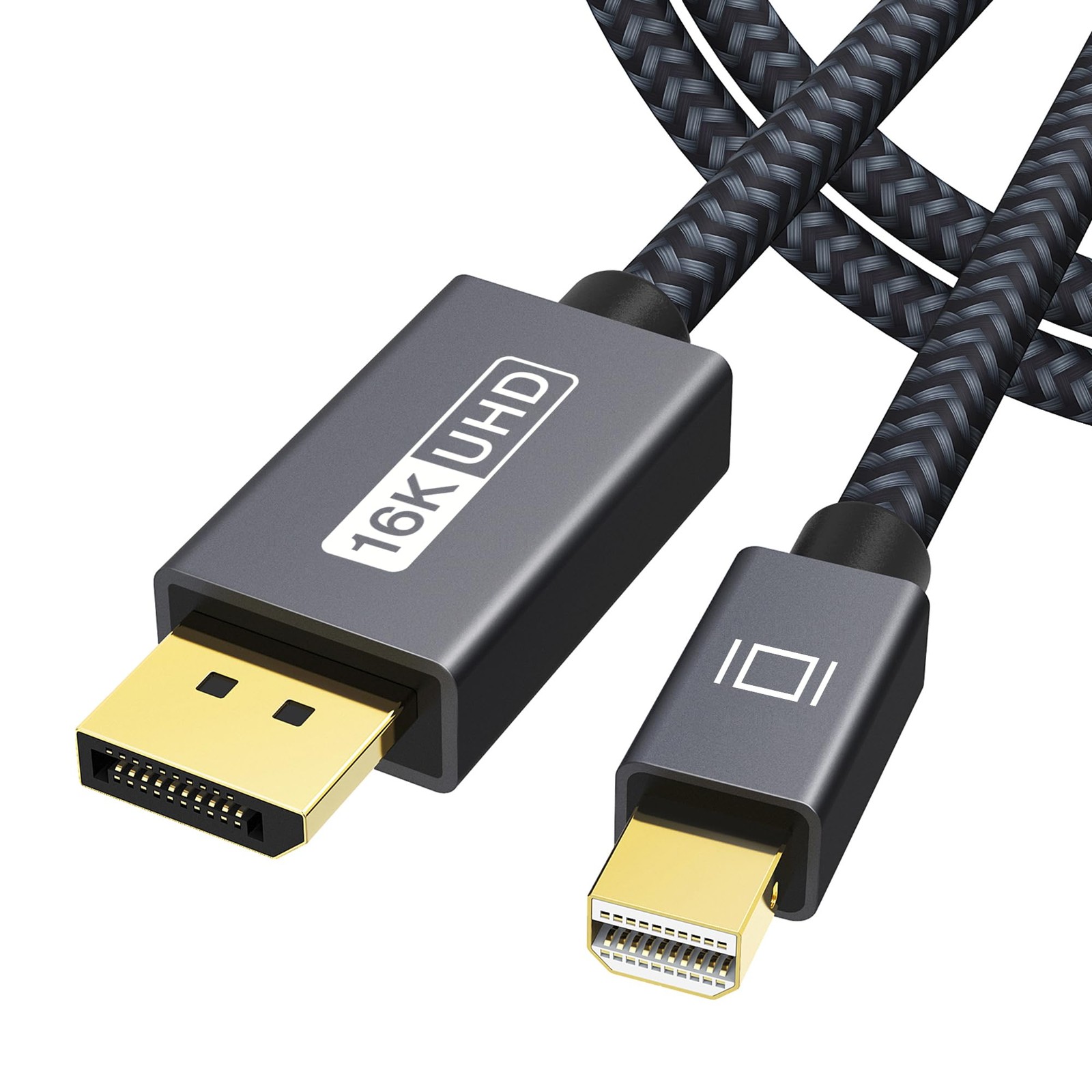 Mini DisplayPort to DisplayPort 2.1 Cable 80Gbps 16K 8K 4K 240Hz HDR 10 FT