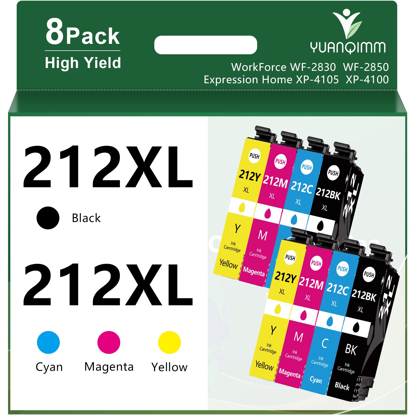 T212 212XL Ink Cartridges Compatible for Epson Workforce XP-4100 4105 WF-2830